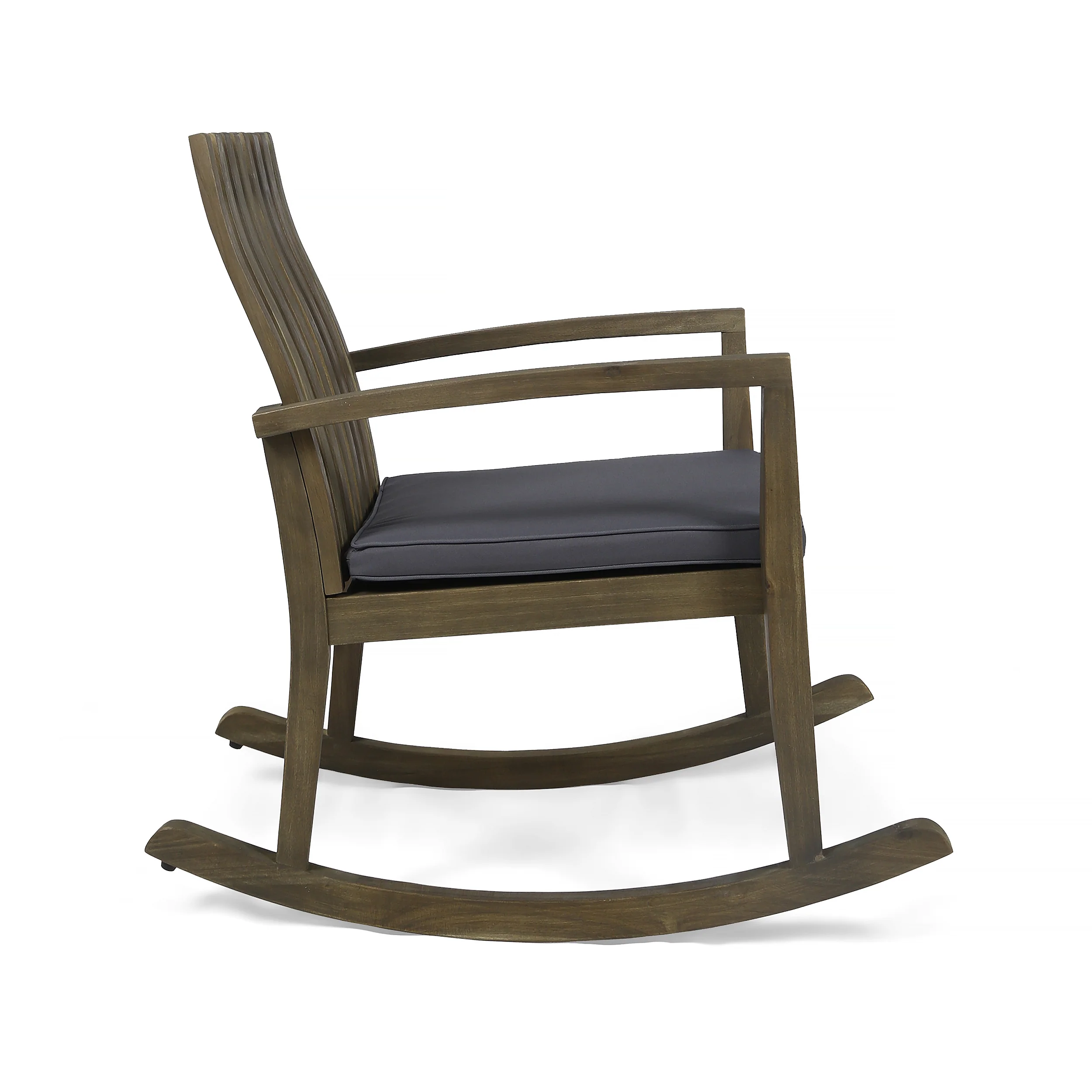 Muriel Outdoor Acacia Wood Rustic Style Rocking Chair with Cushions - furnishings