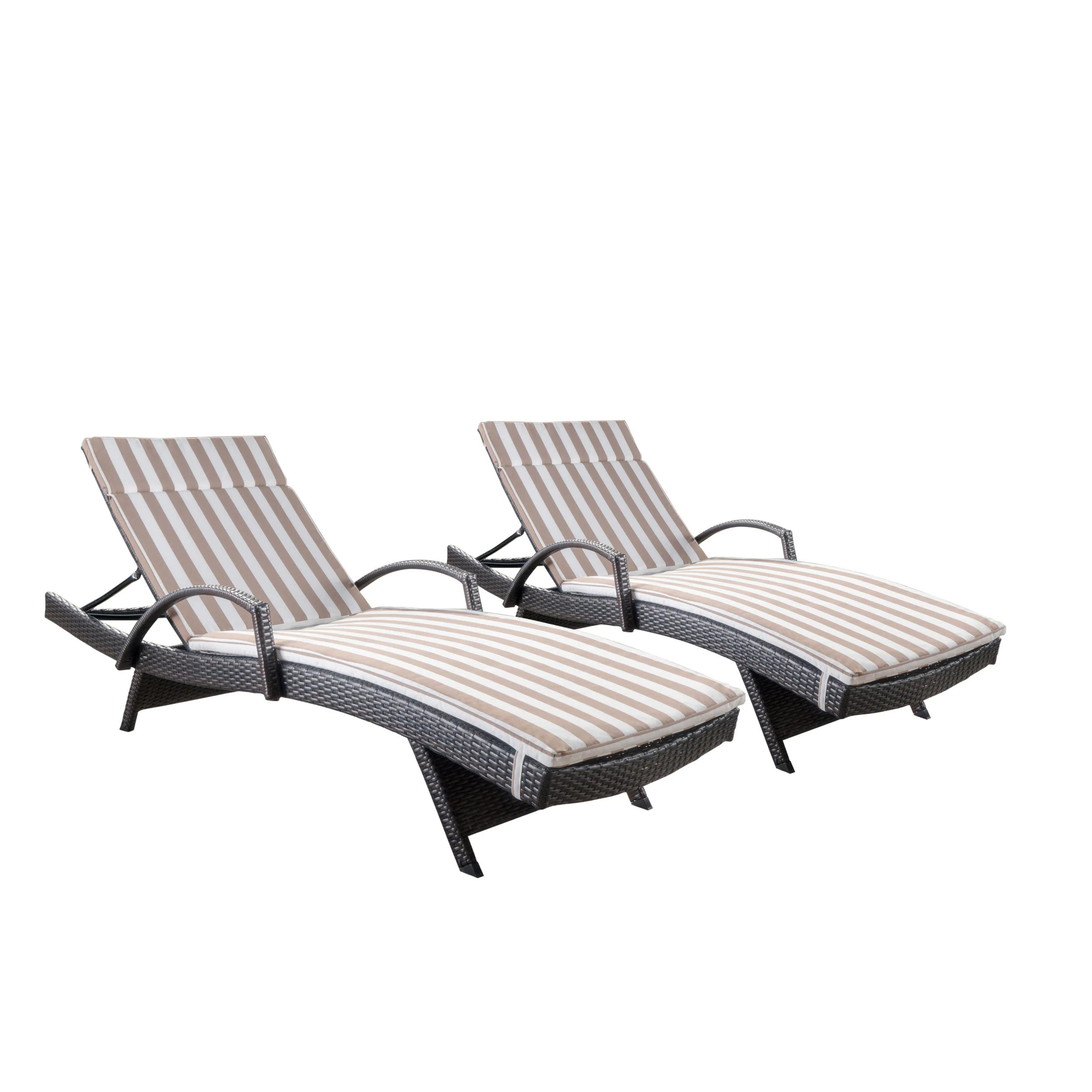 Lakeport Outdoor Wicker Lounge with Water Resistant Cushion (Set of 2) - furnishings