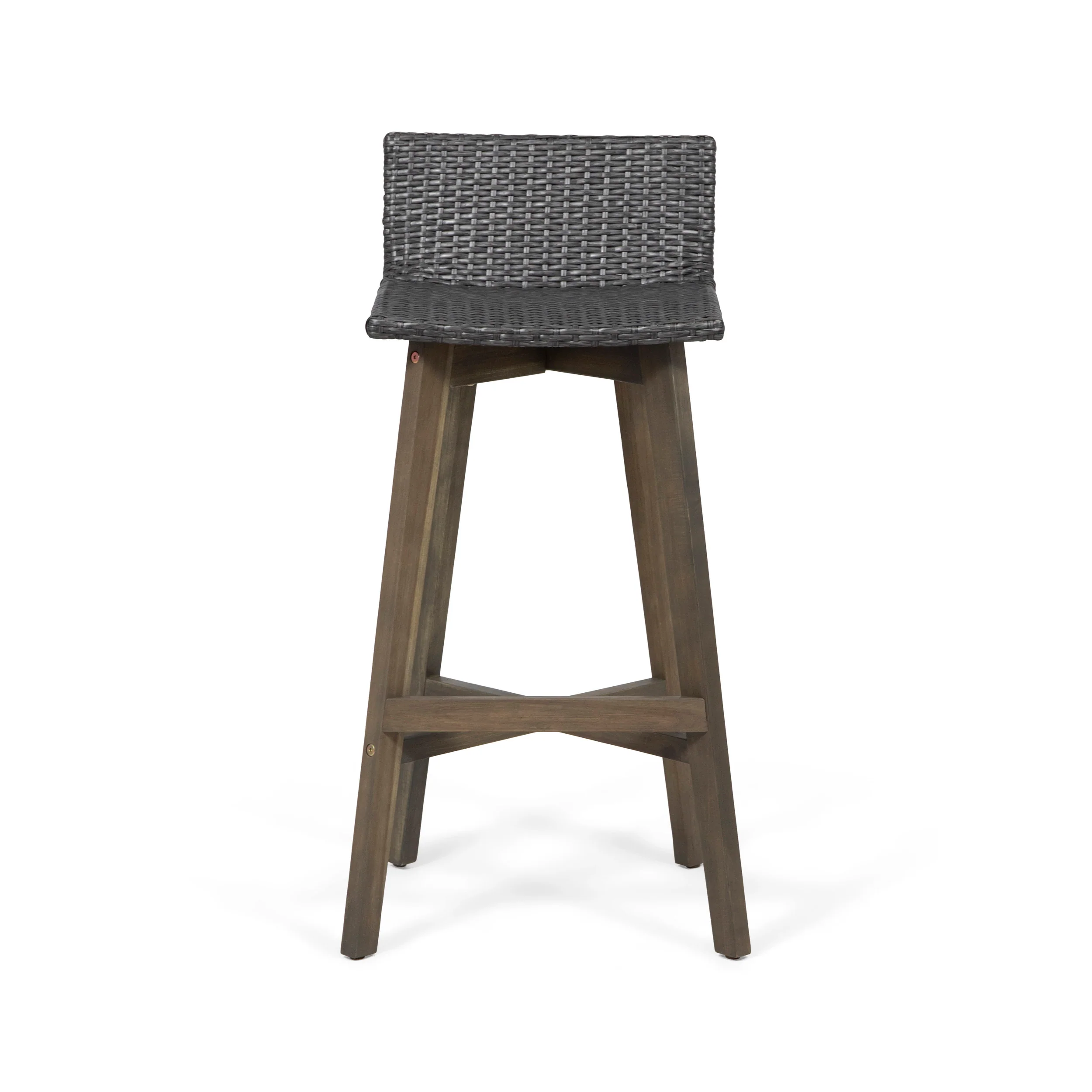 Bellagio Outdoor Acacia Wood & Wicker Barstools (Set of 2) - furnishings