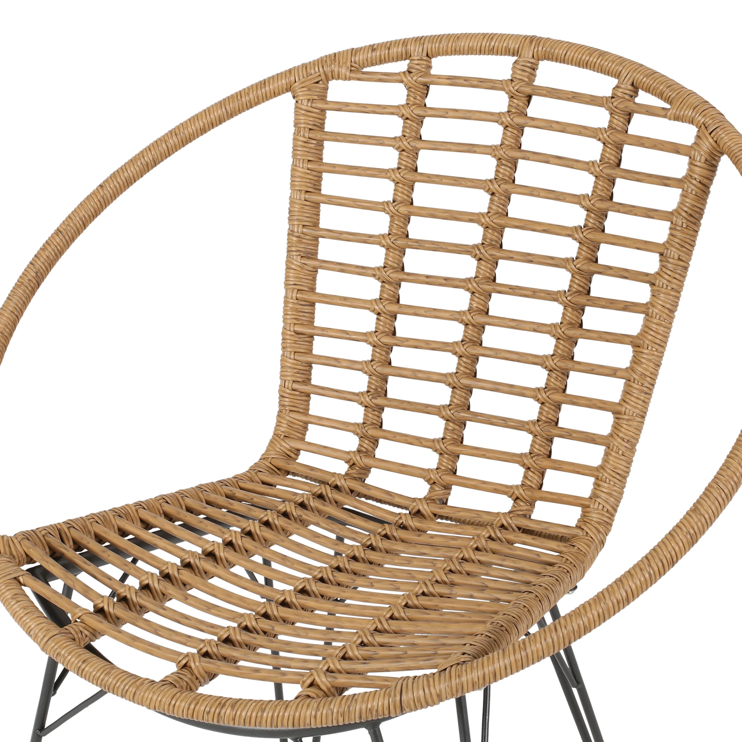 Zeferino Outdoor Modern Boho 2 Seater Wicker Chat Set with Side Table - furnishings
