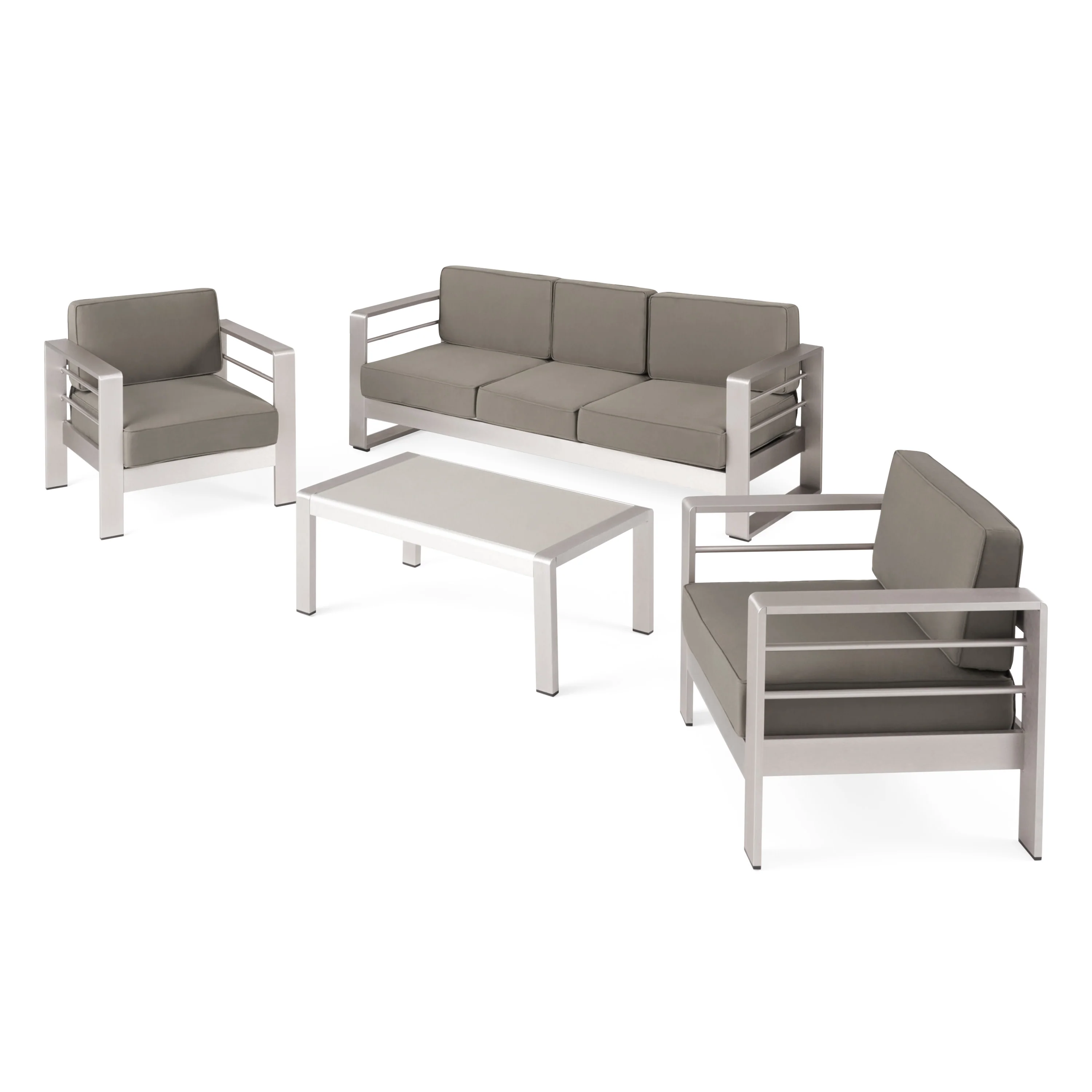 Crested Bay Outdoor Aluminum 5 Seater Chat Set with Sunbrella Cushions - furnishings