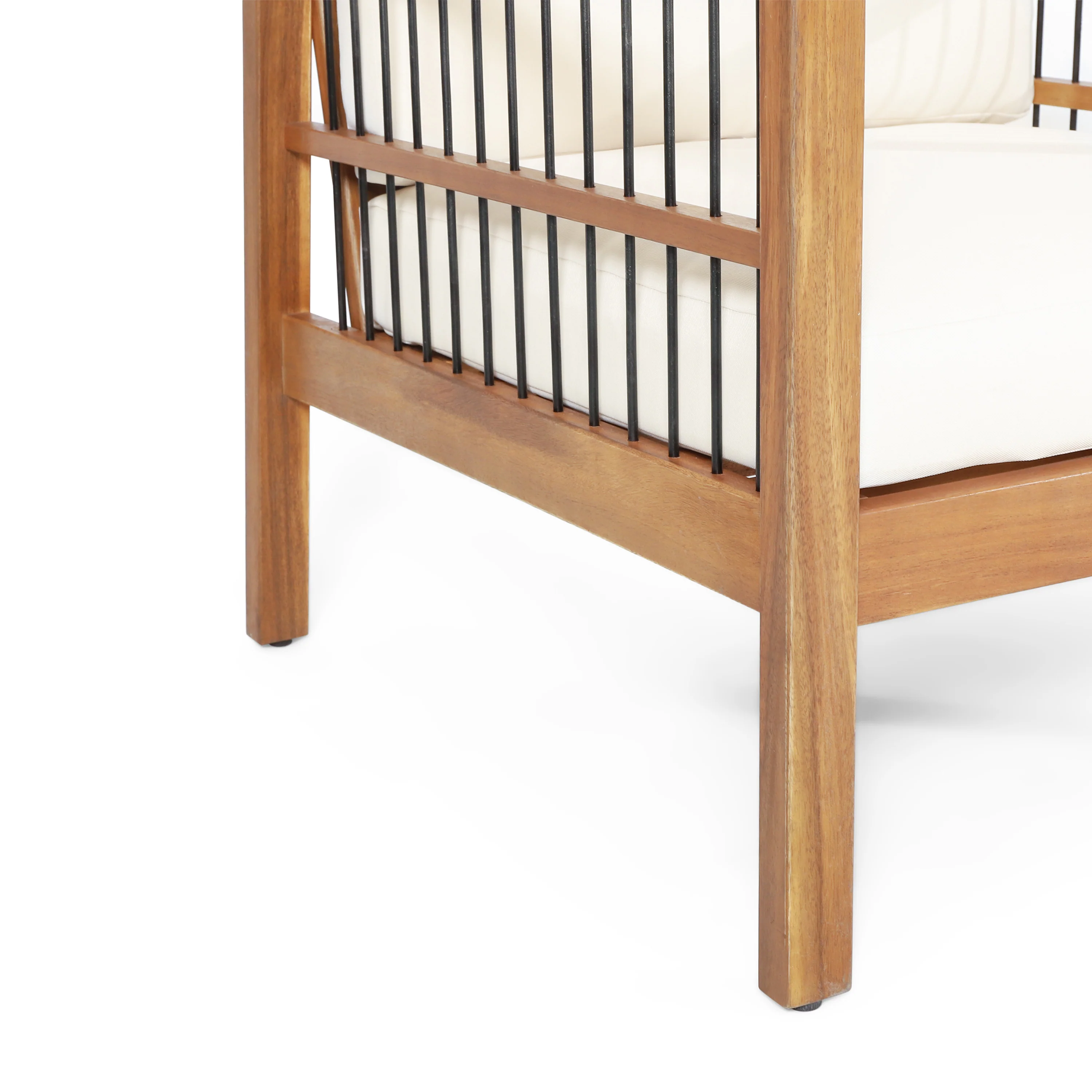 Sagewood Outdoor Acacia Wood and Iron Club Chair with Cushions - furnishings