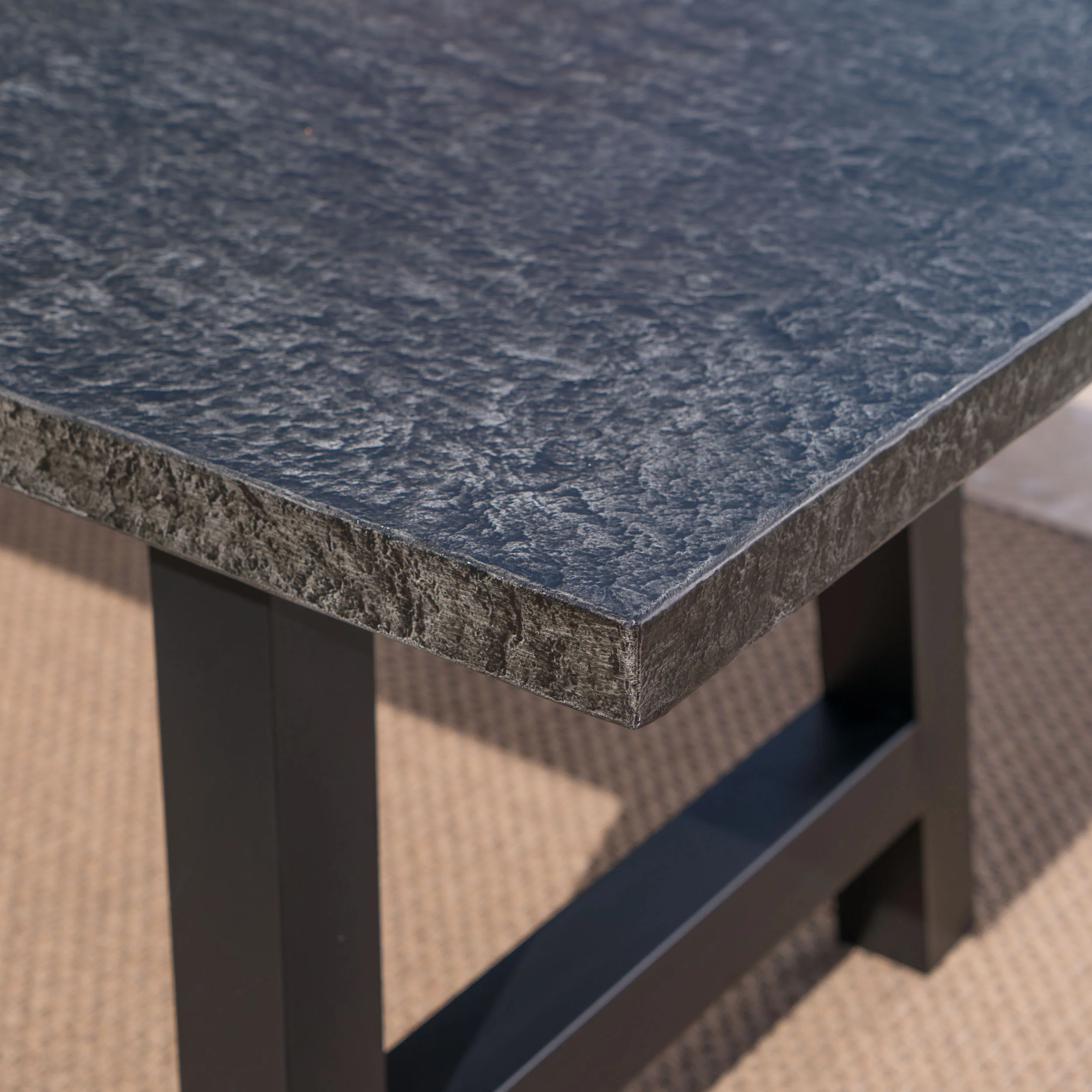 Doris Outdoor Gray Stone Finish Light Weight Concrete Dining Table - furnishings