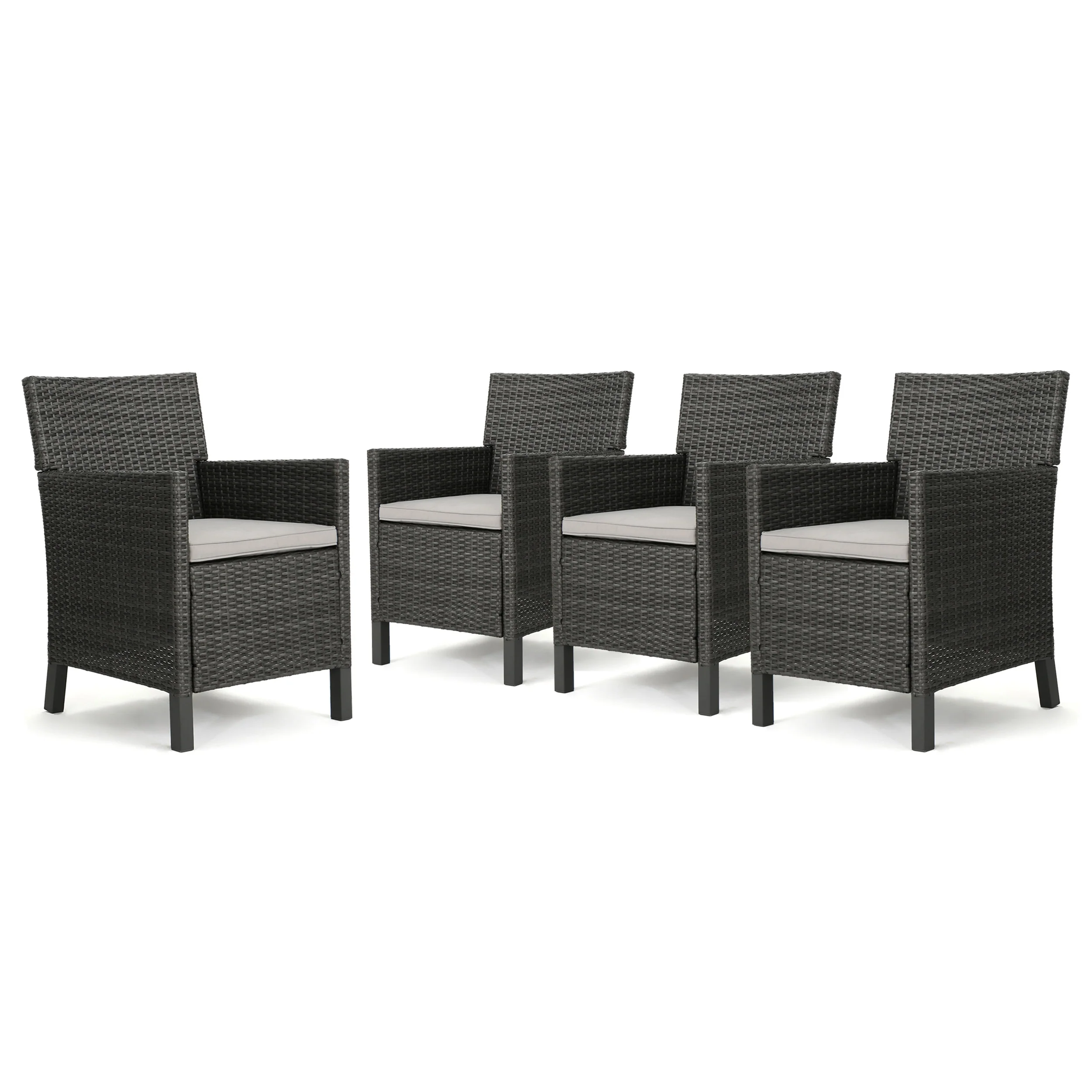 Cyril Outdoor Wicker Dining Chairs with Water Resistant Cushions (Set of 4) - furnishings