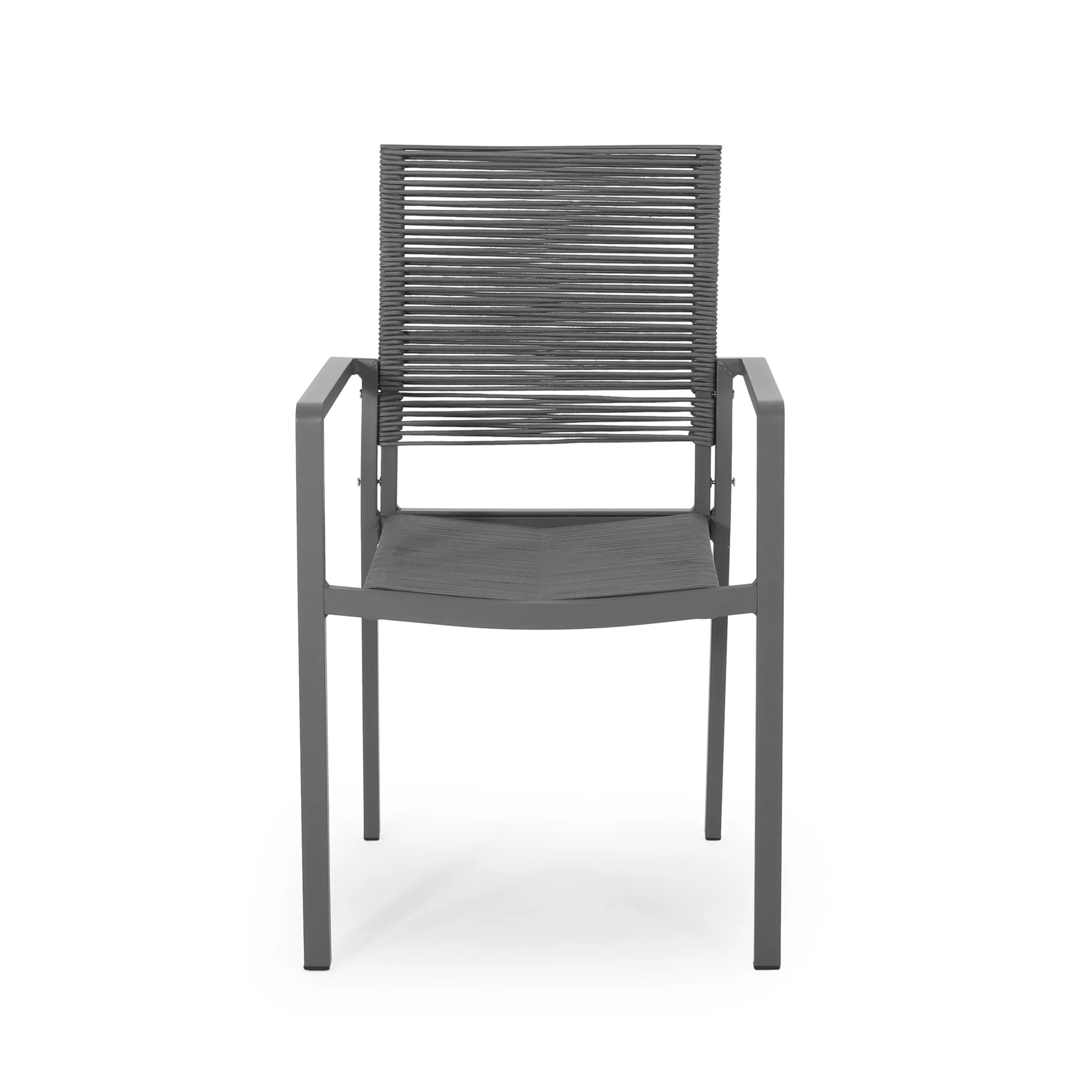 Lillian Outdoor Modern Aluminum Dining Chair with Rope Seat (Set of 2) - furnishings