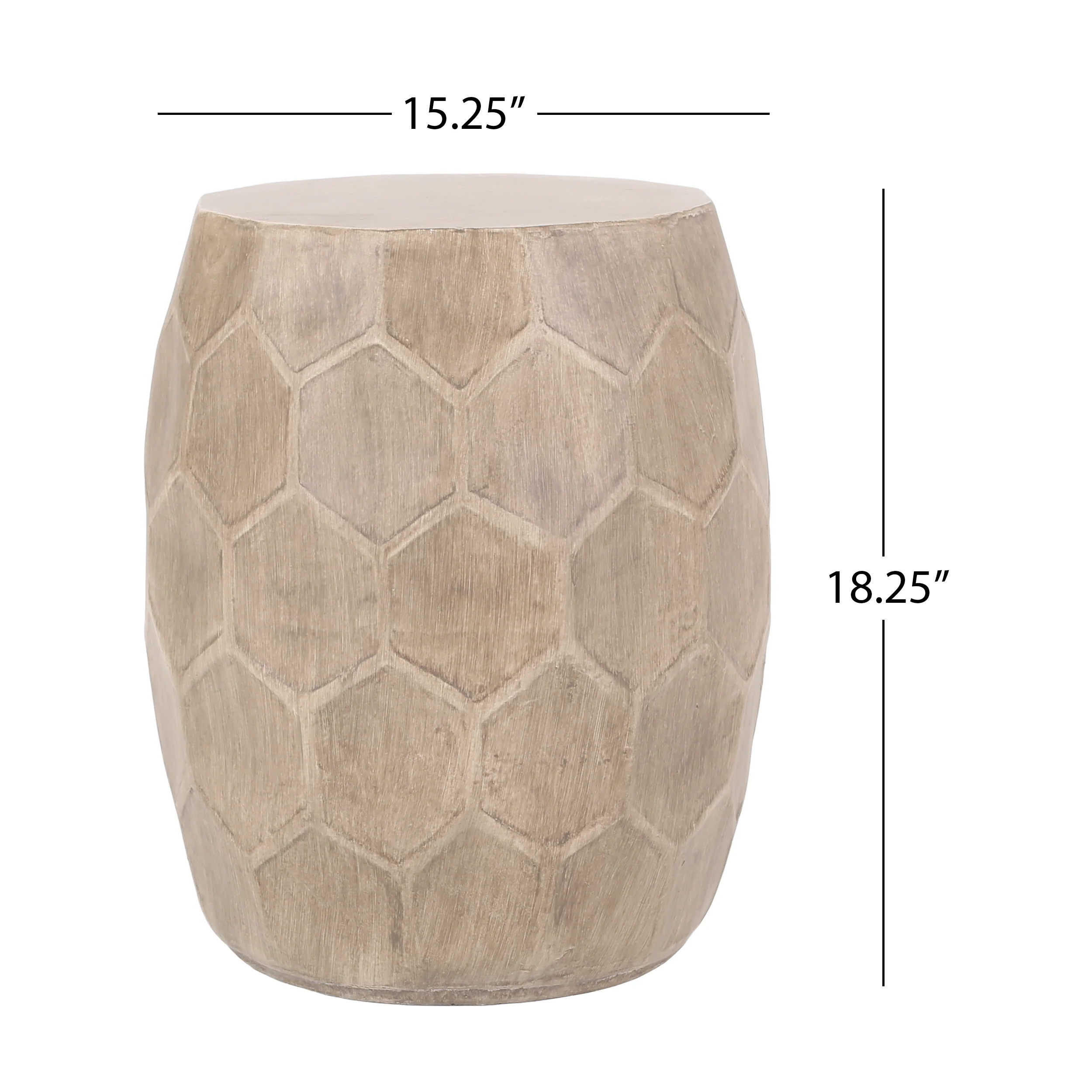 Ardson Outdoor Lightweight Concrete Side Table, Natural Wood - furnishings