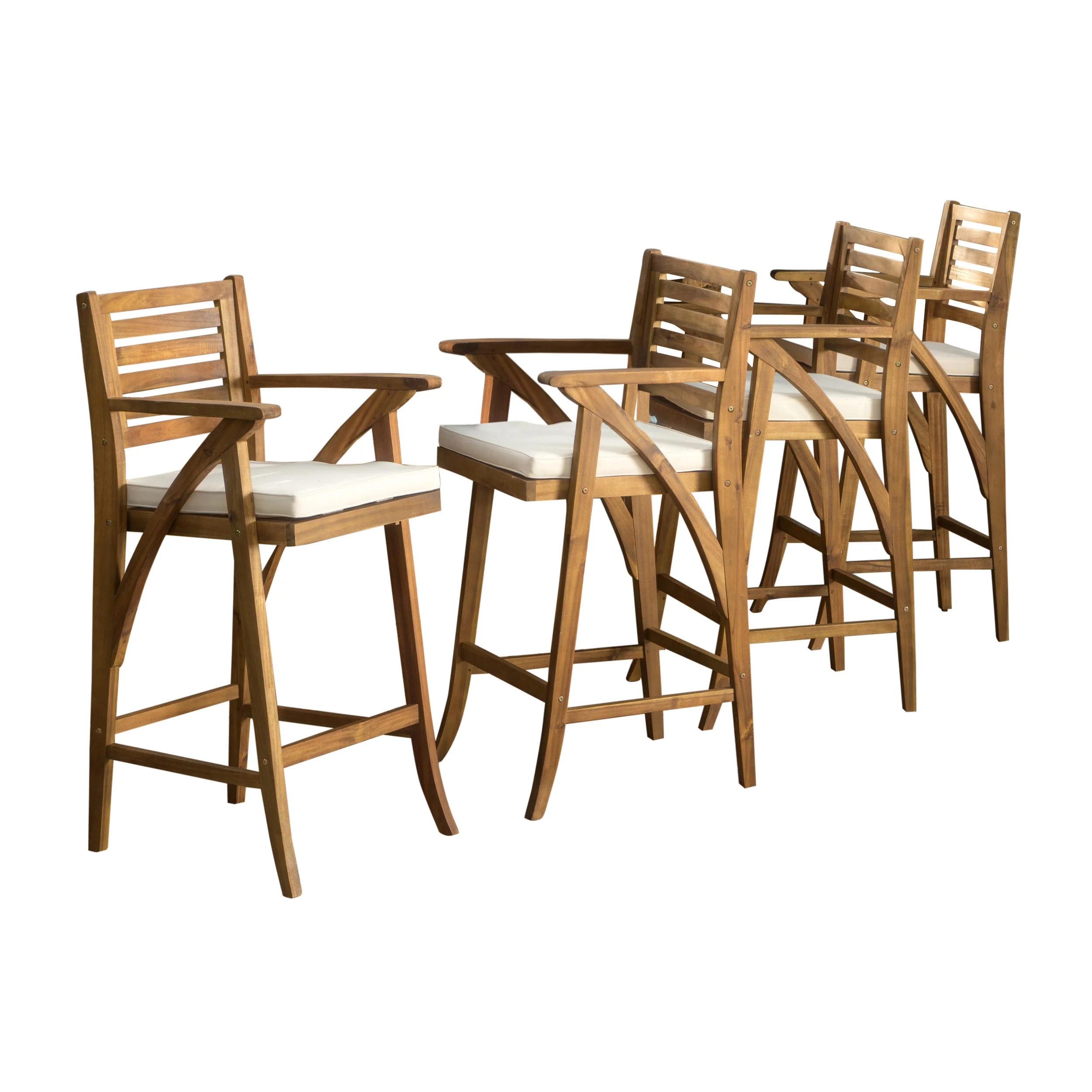 Anguilla 30-Inch Teak Finish Acacia Wood Outdoor Barstools - furnishings