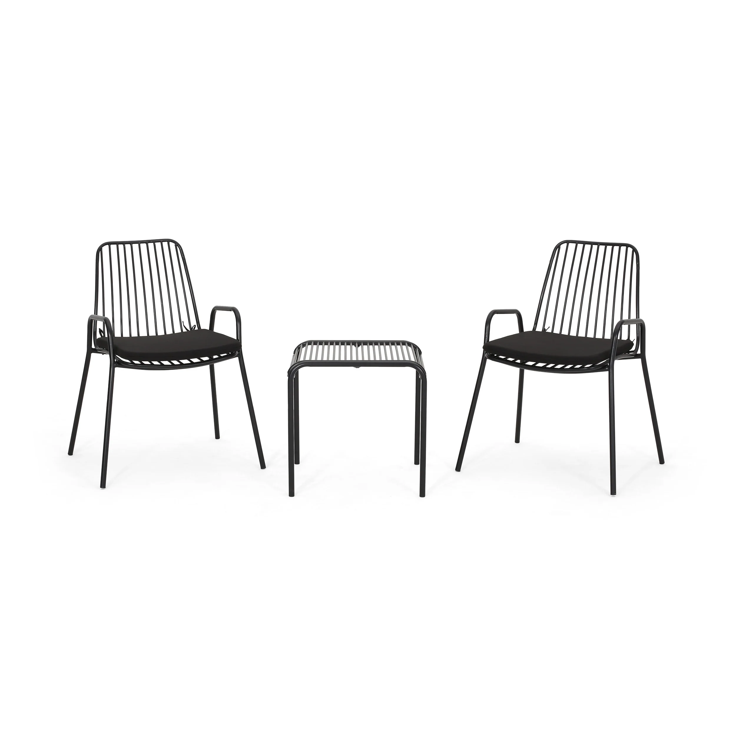 Ashwood Outdoor Modern Iron 2 Seater Chat Set with Cushions - furnishings