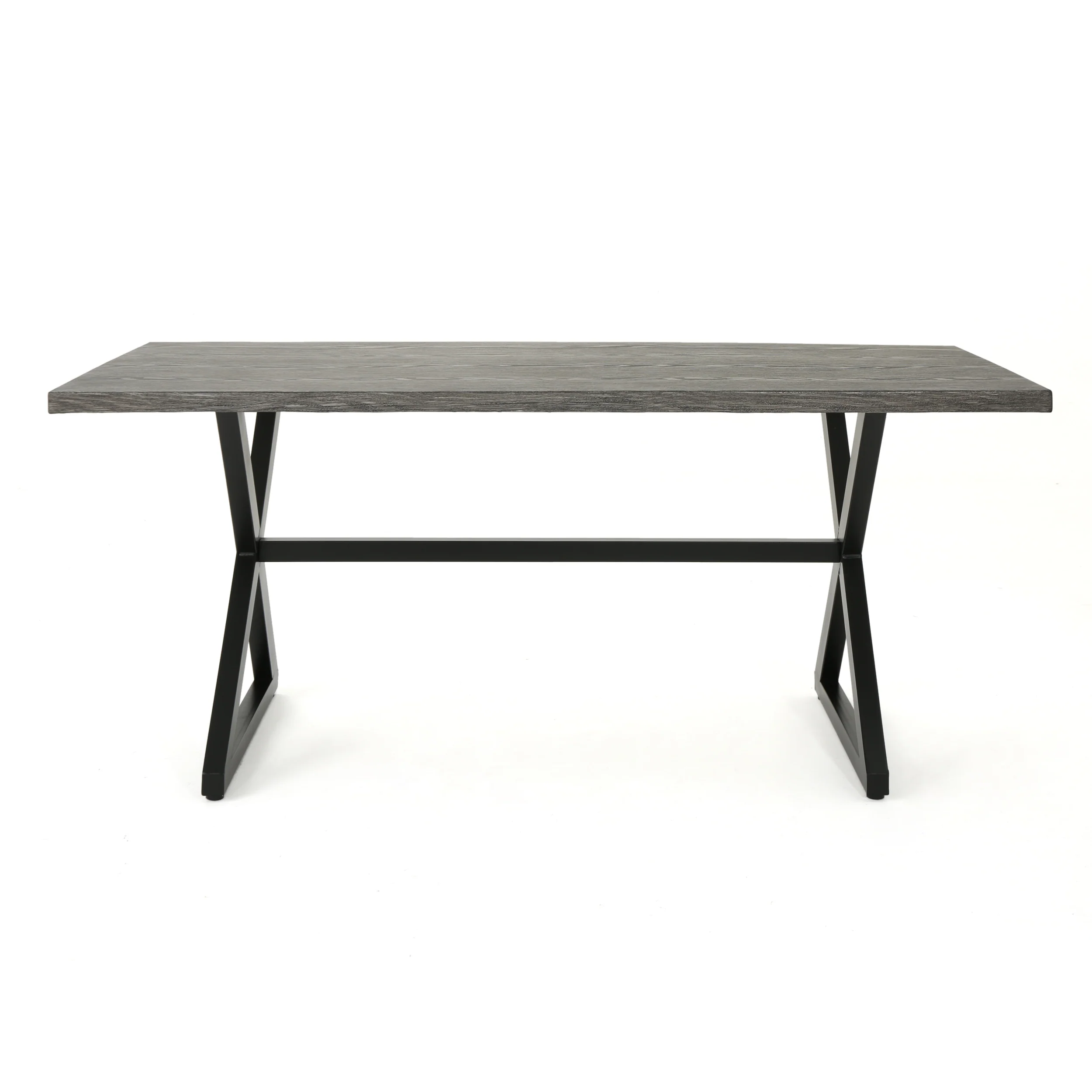 Rosarito Outdoor Aluminum Dining Table with Black Steel Frame - furnishings