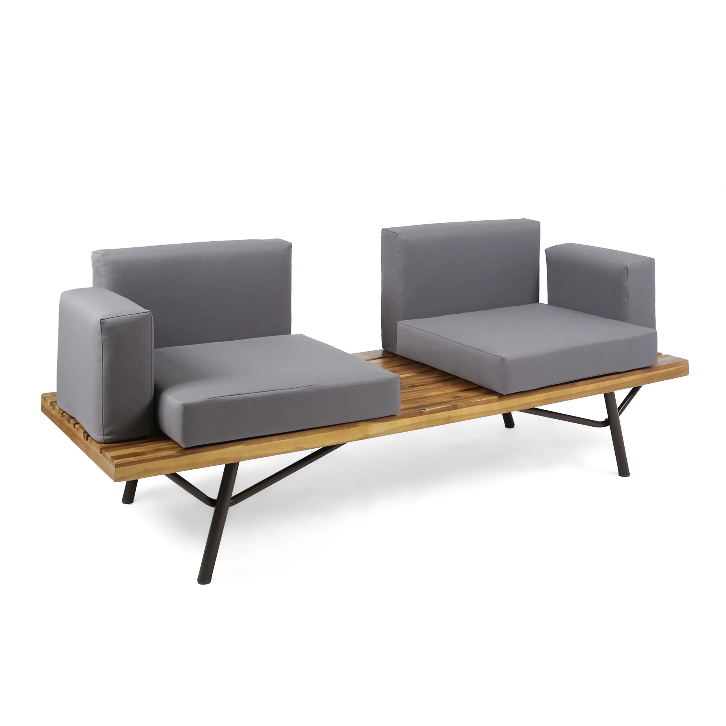 Baish Outdoor Acacia Wood 2 Seater Sofa, Teak - furnishings