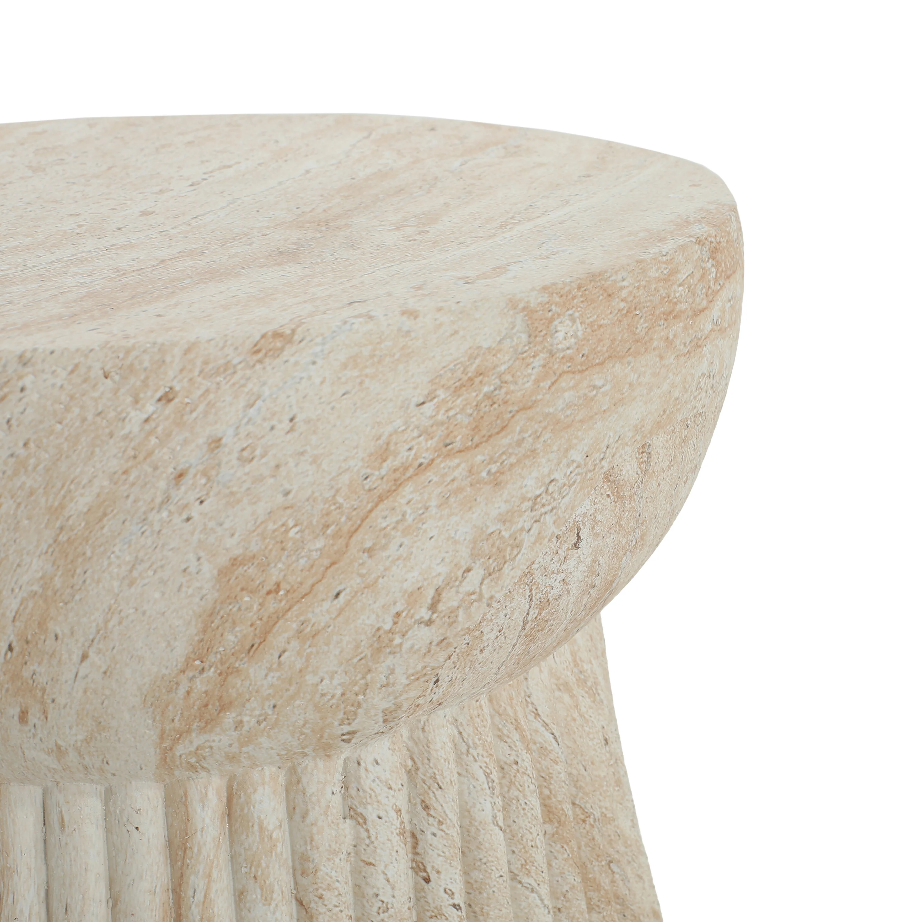 Isoldee Travertine Concrete Side Table - furnishings