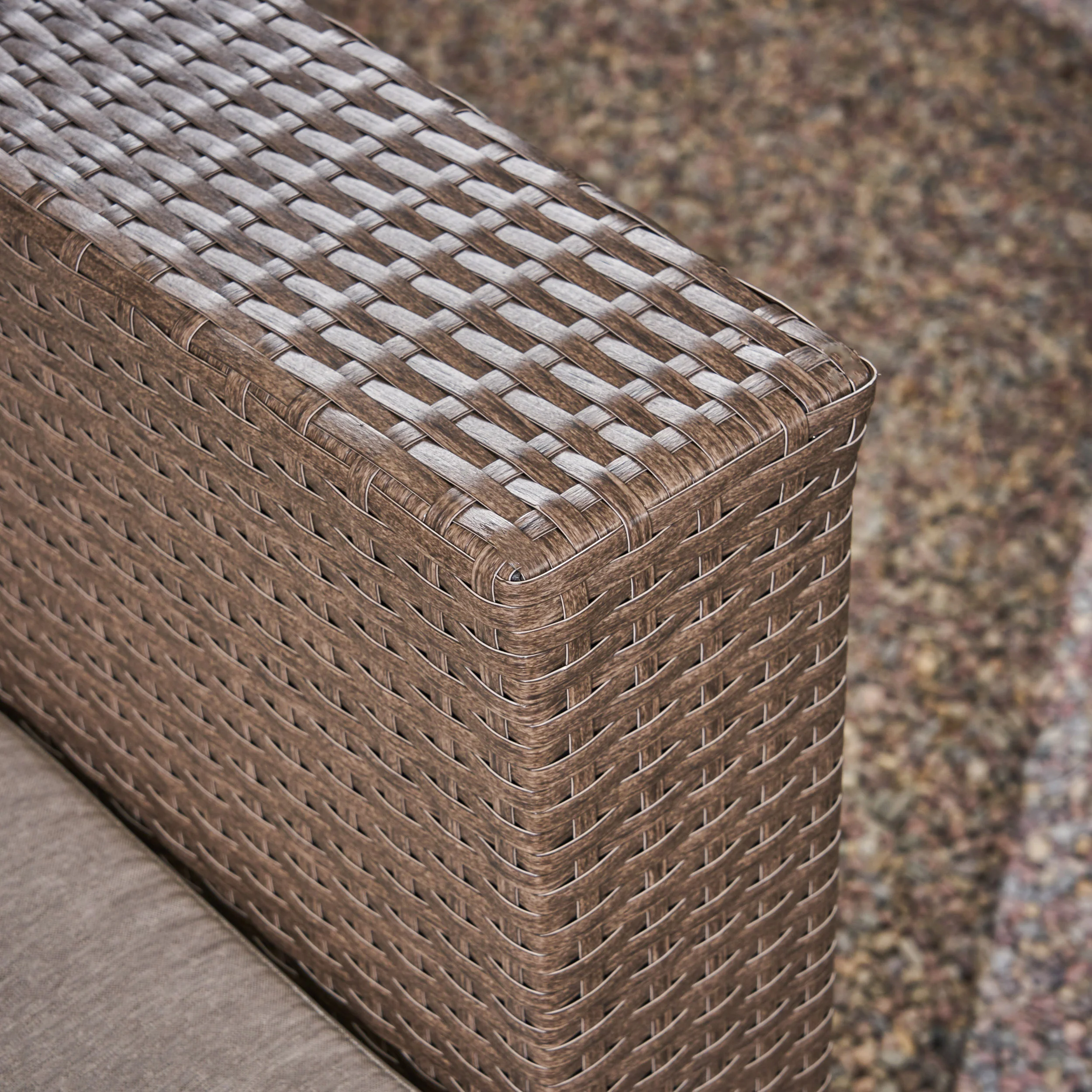 Liyam Outdoor 4 Piece Wicker Swivel Chair Set with Fire Pit, Brown and Brown - furnishings