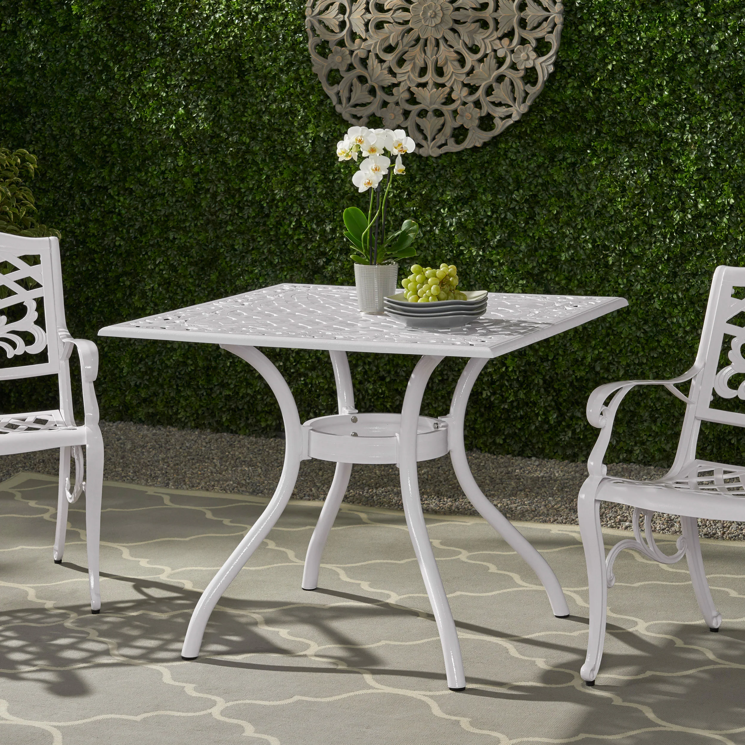 Honolulu Traditional Outdoor Aluminum Square Dining Table - furnishings