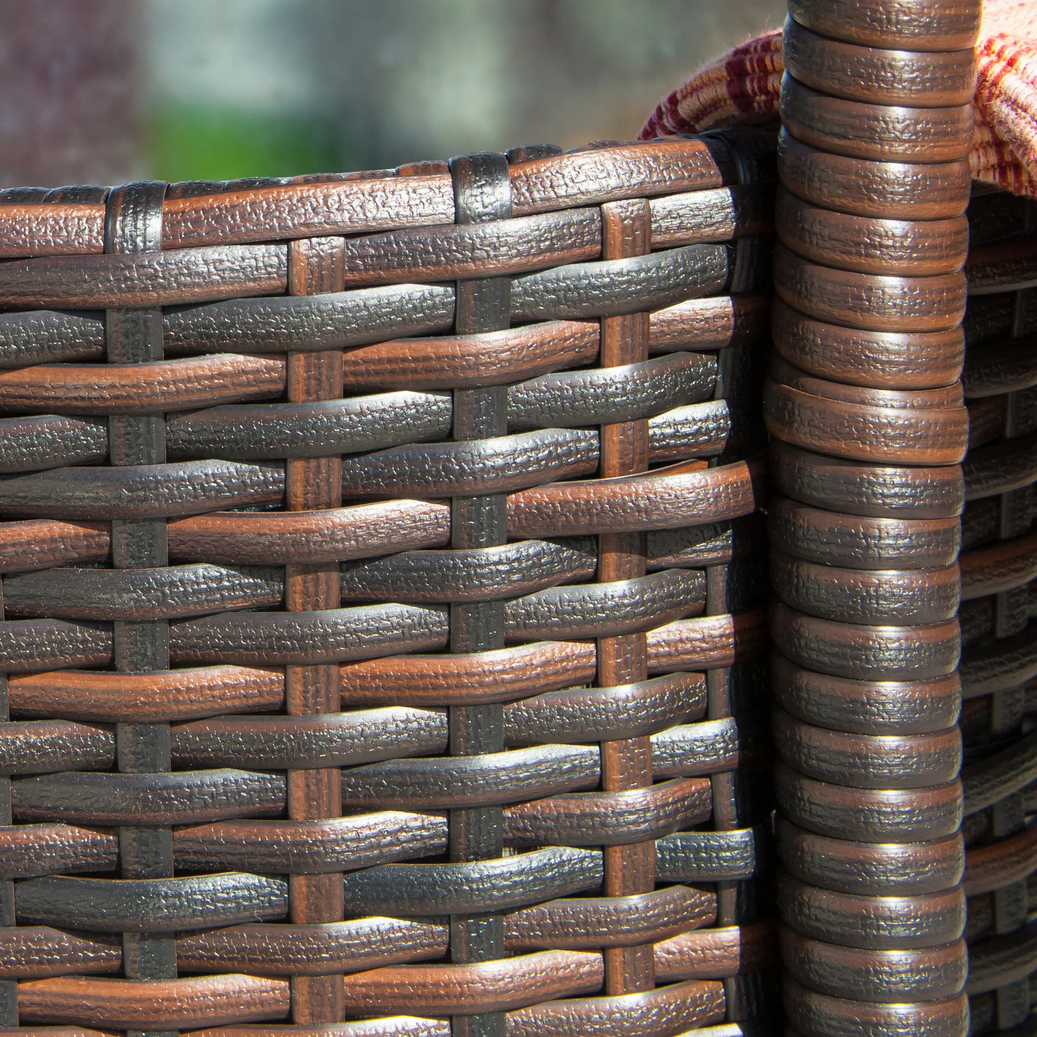 Bennett Outdoor 5-Piece Multi-Brown Wicker Bistro Bar Set with Ice Bucket - furnishings