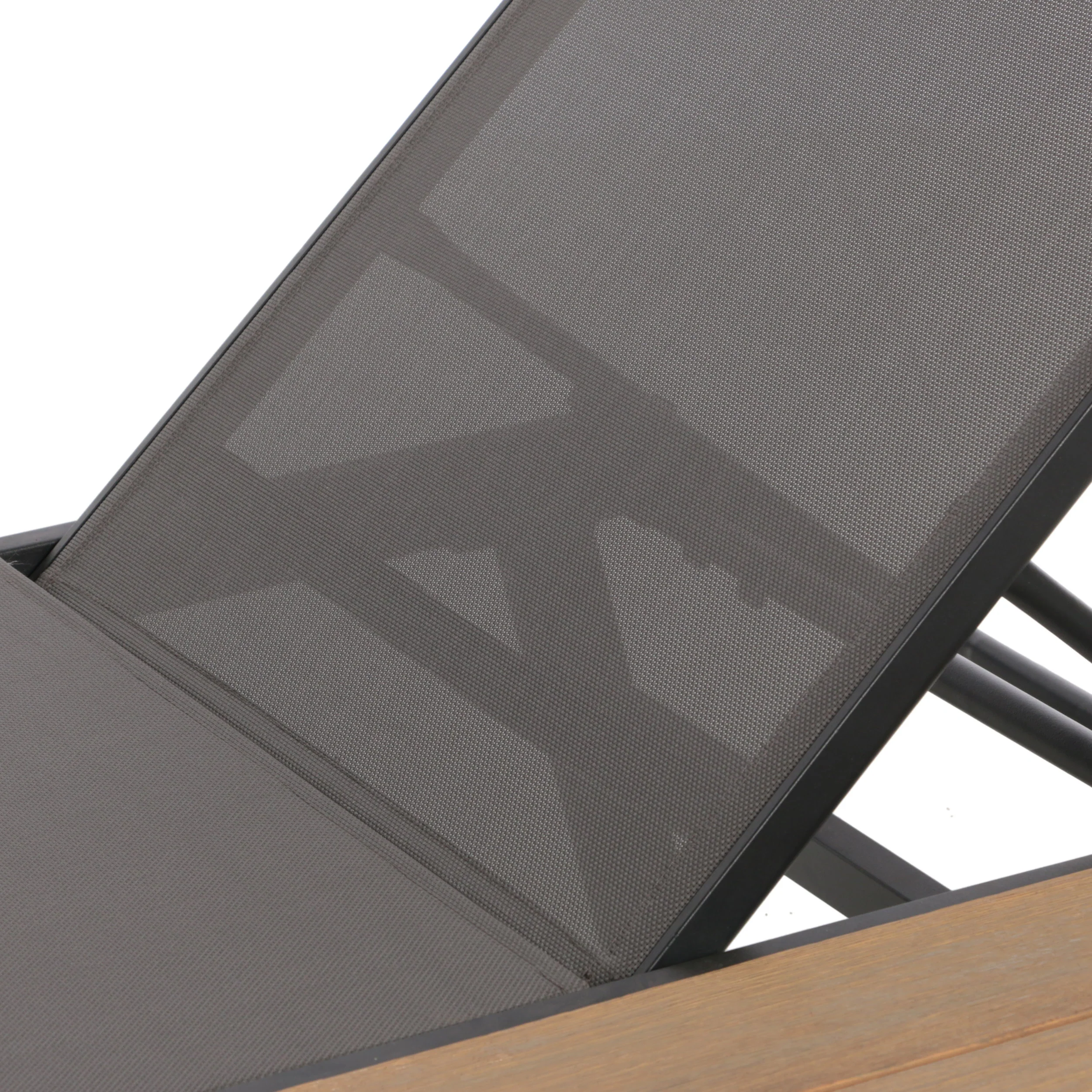John Outdoor Mesh and Aluminum Chaise Lounge with Side Table - furnishings