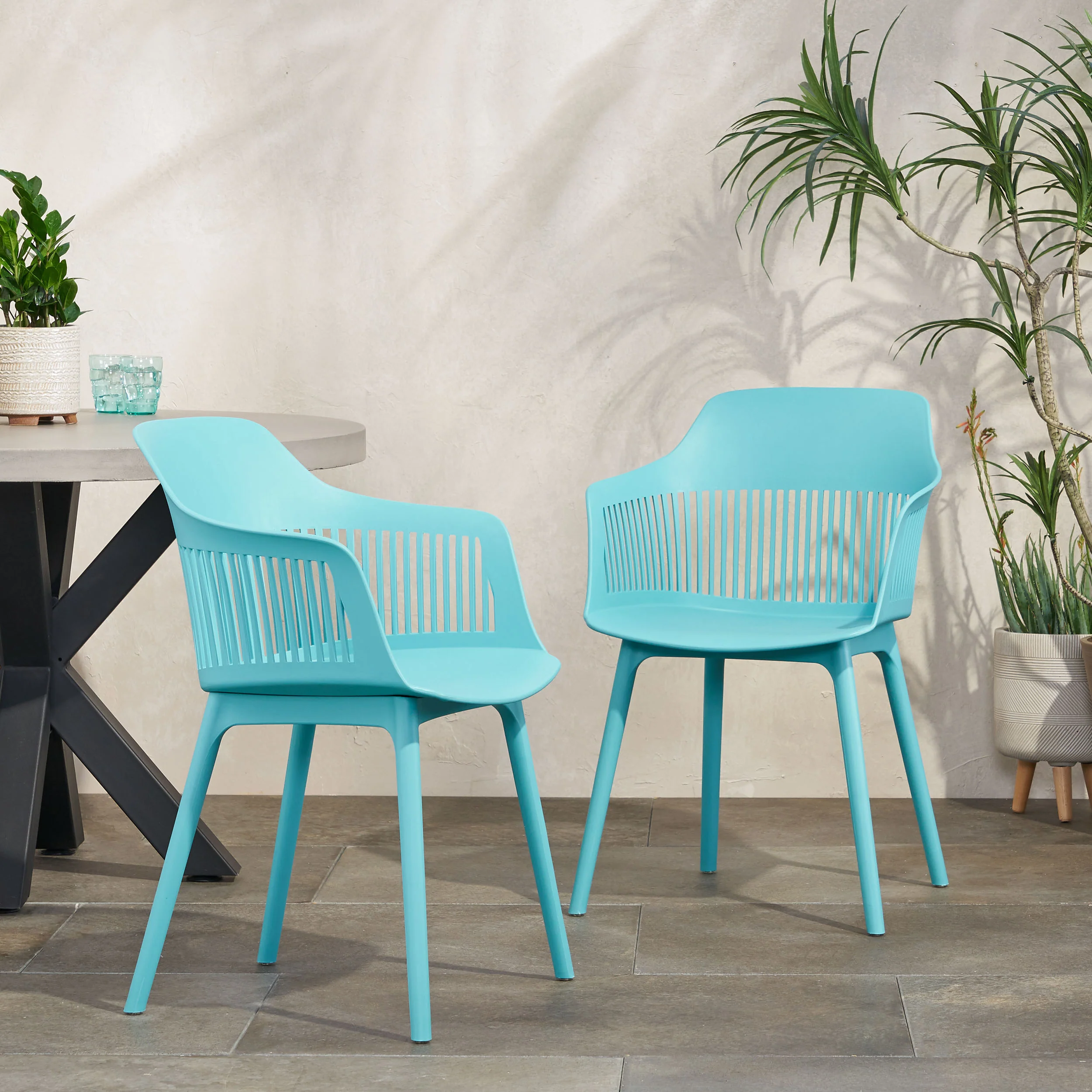 Irene Outdoor Modern Dining Chair (Set of 2) - furnishings