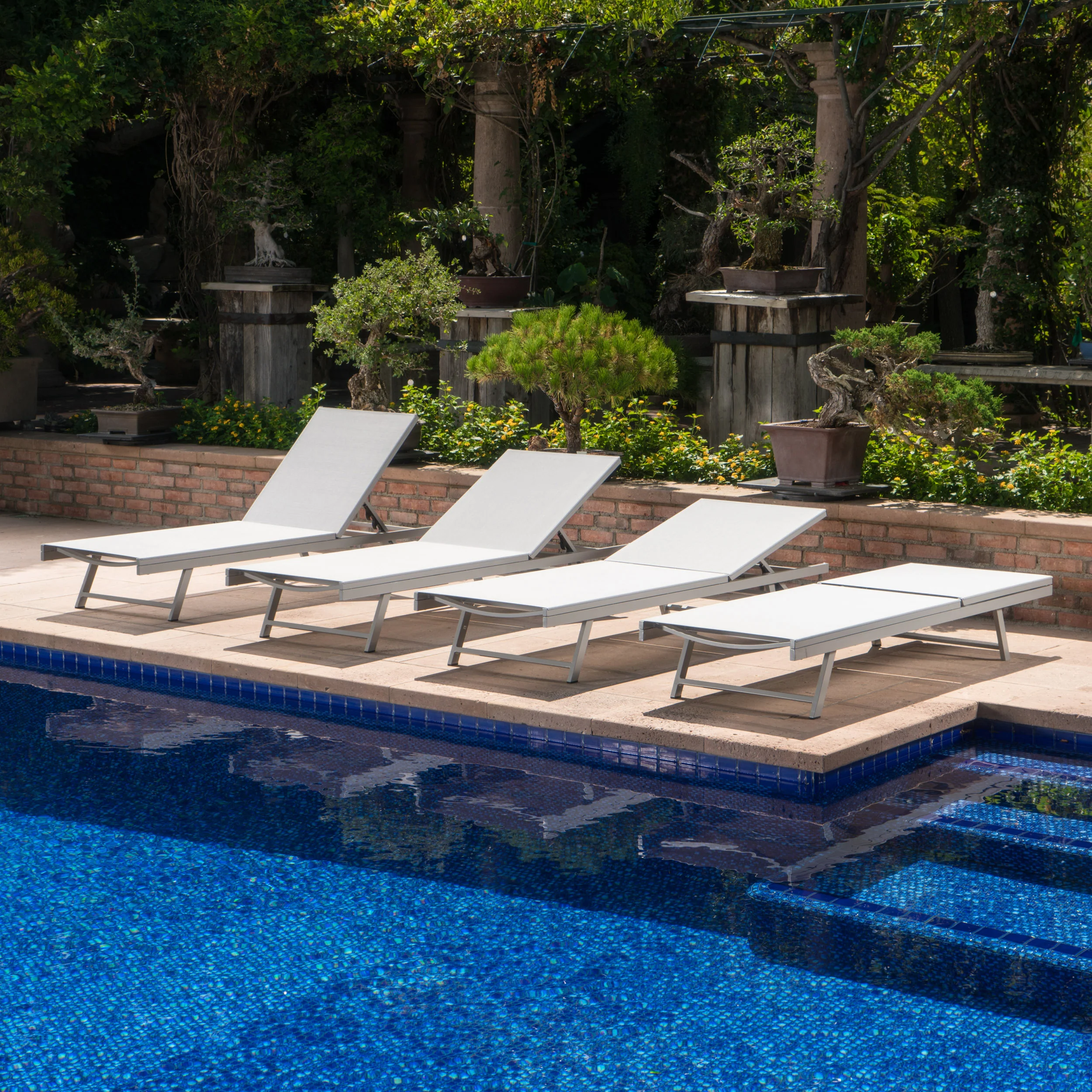 Holm Outdoor Gray Mesh Chaise Lounge with Aluminum Frame - furnishings