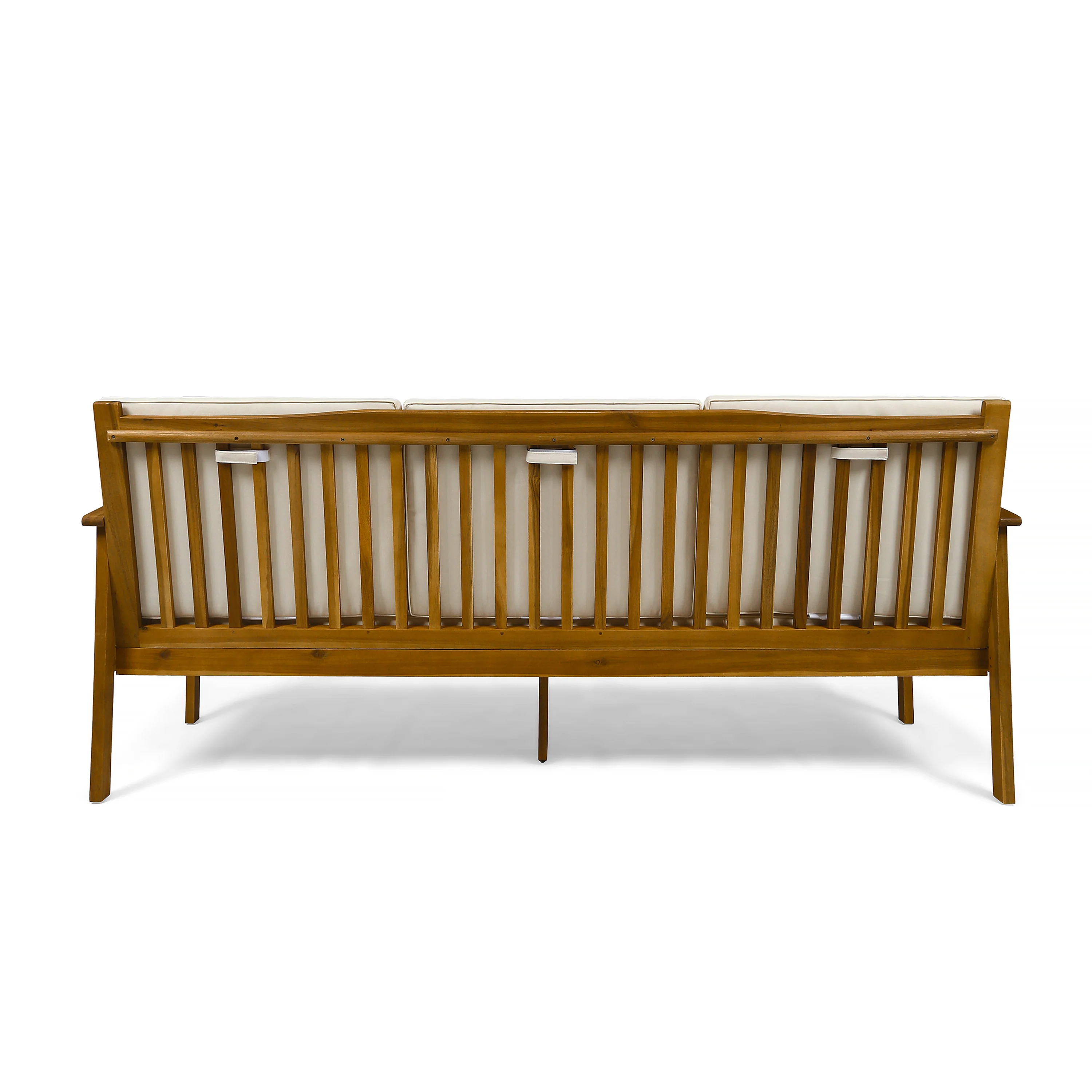 Cape Outdoor Open Slat Acacia Wood 3-Seater Sofa w/ Water-Resistant Cushions - furnishings