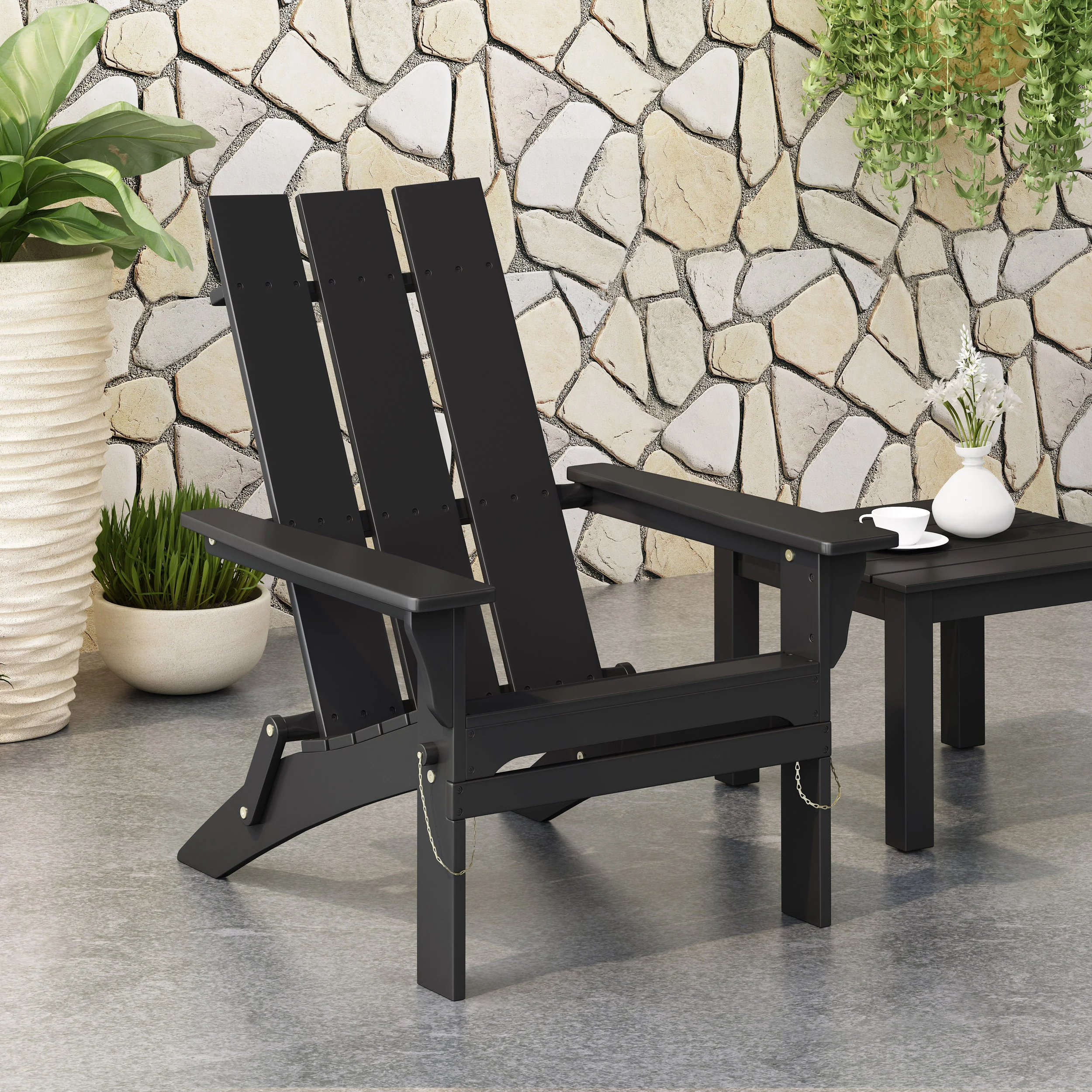Gurekam Modern Outdoor Acacia Wood Folding Adirondack Chair - furnishings