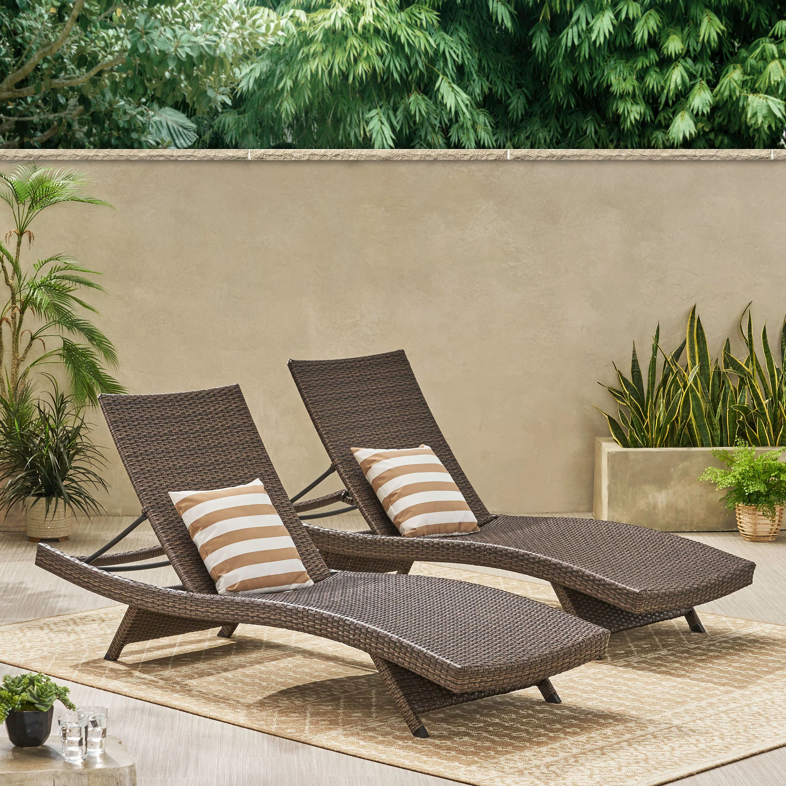 Thira Outdoor Modern Adjustable Wicker Chaise Lounge Chair - furnishings