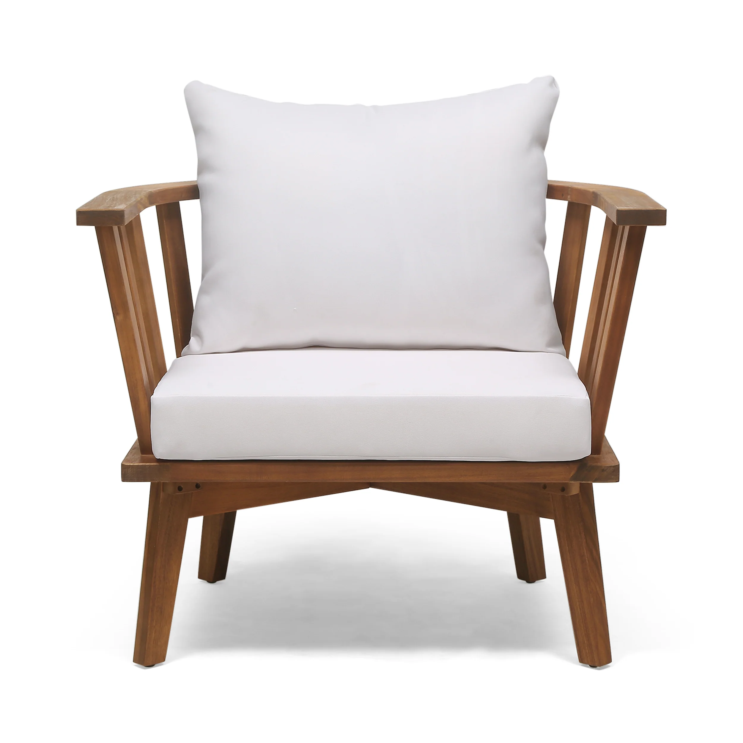Khalel Outdoor Acacia Wood 4 Seater Club Chairs and Fire Pit Set - furnishings