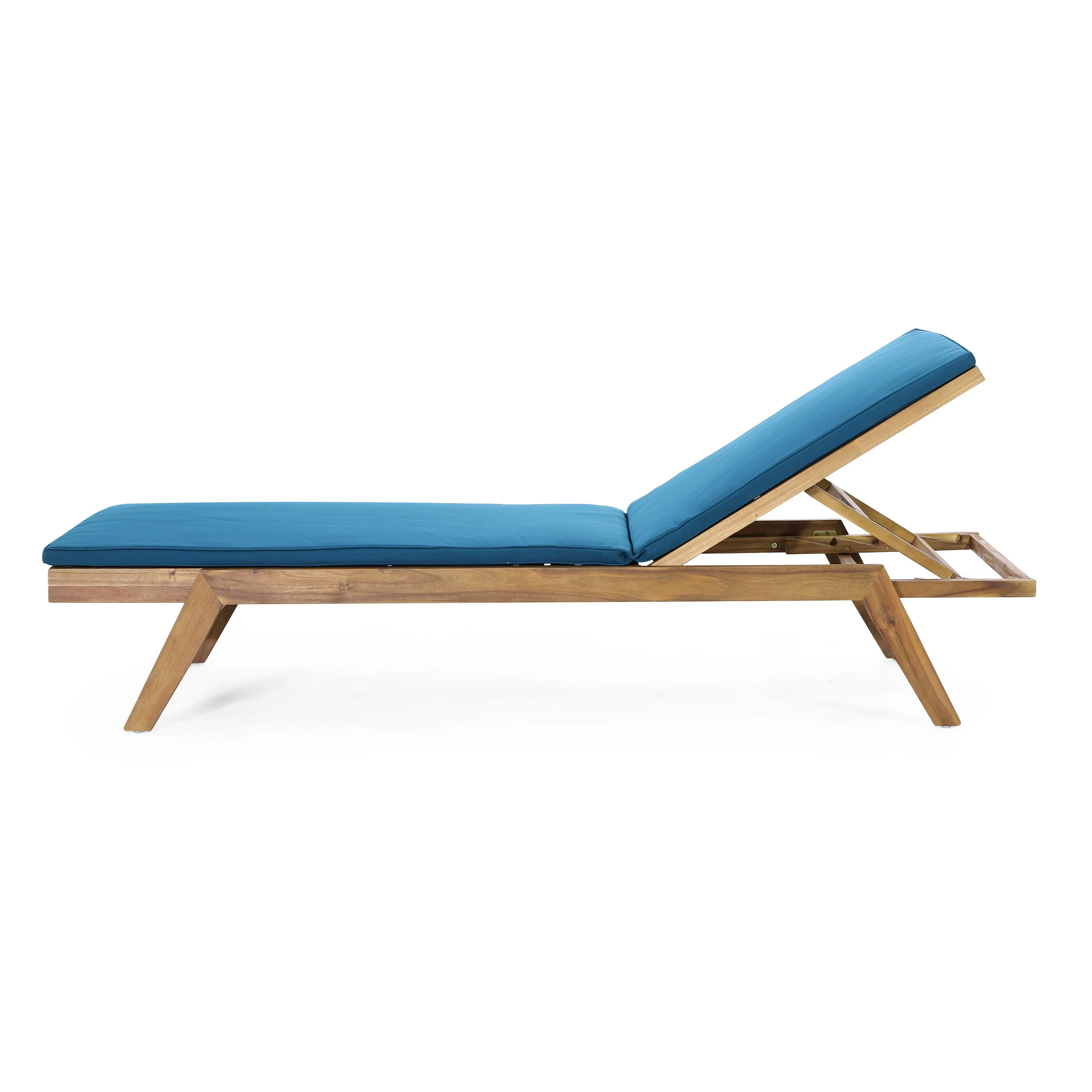 Larimore Outdoor Acacia Wood Chaise Lounge with Water Resistant Cushions, Set of 2 - furnishings