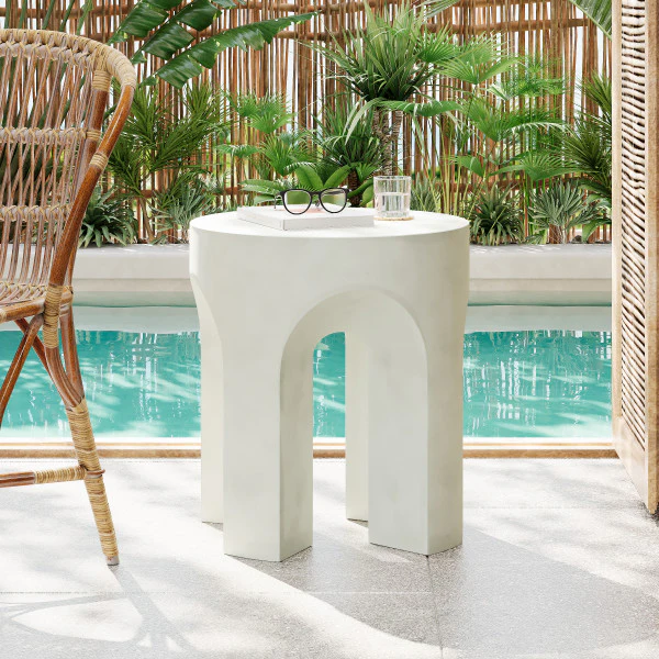 Audel Outdoor Patio Round Concrete Accent Table - furnishings