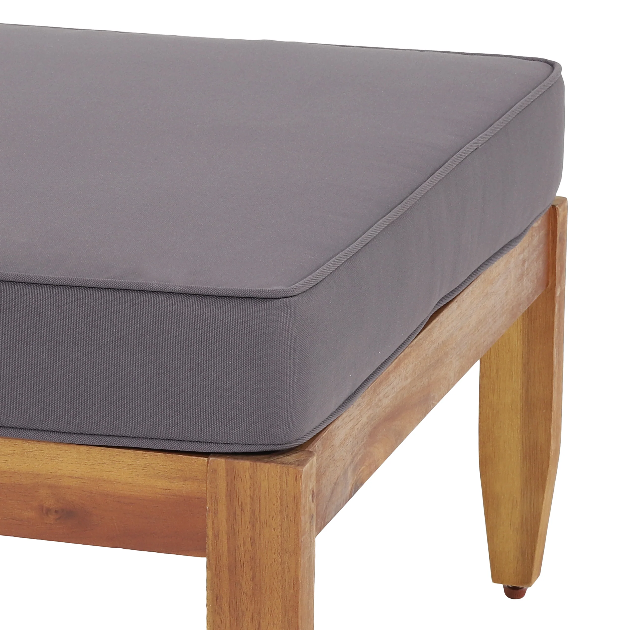 Bianca Mid-Century Modern Acacia Wood 3 Seater Sofa Chat Set with Ottoman, Teak and Dark Gray - furnishings