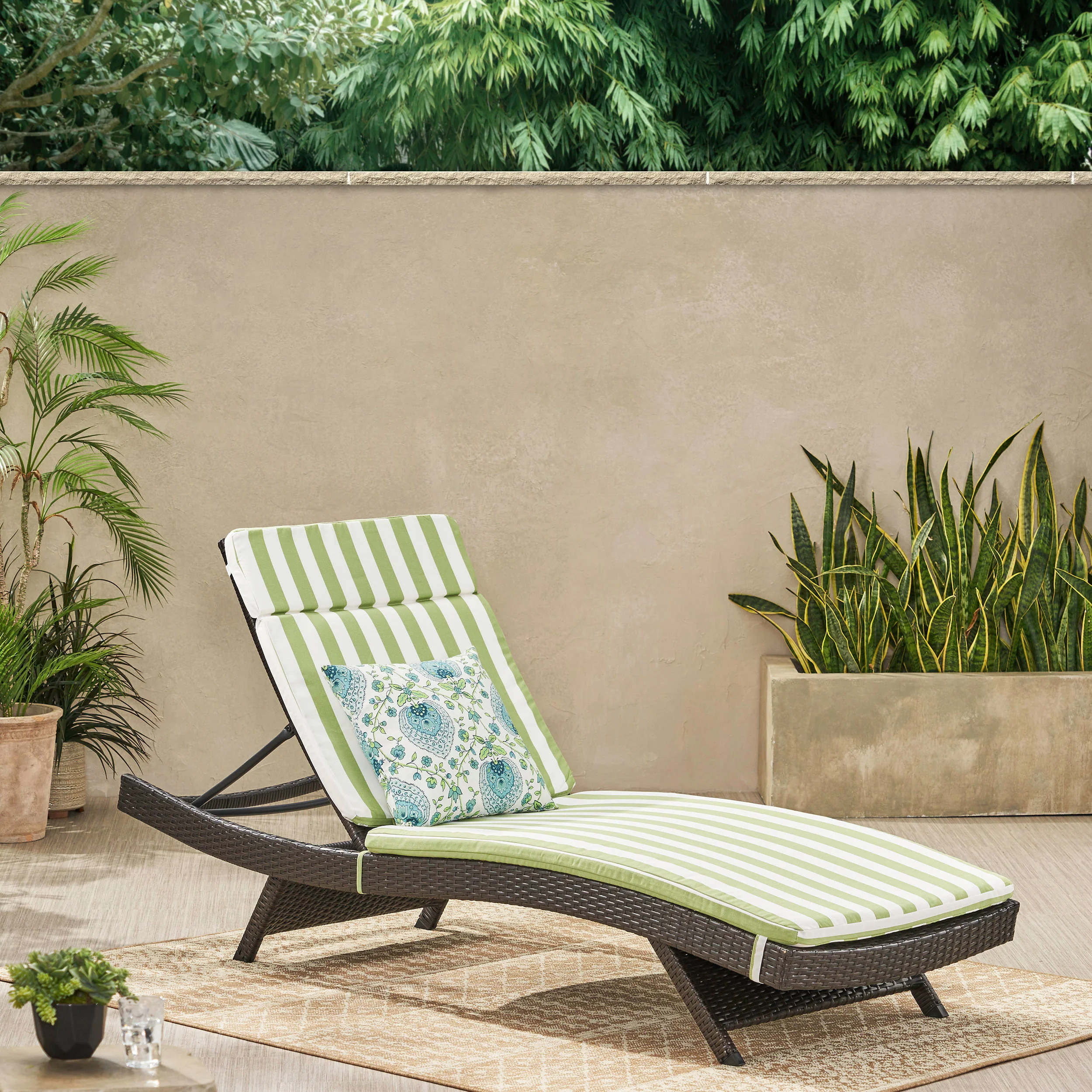 Lakeport Outdoor Wicker Lounge with Water Resistant Cushion - furnishings