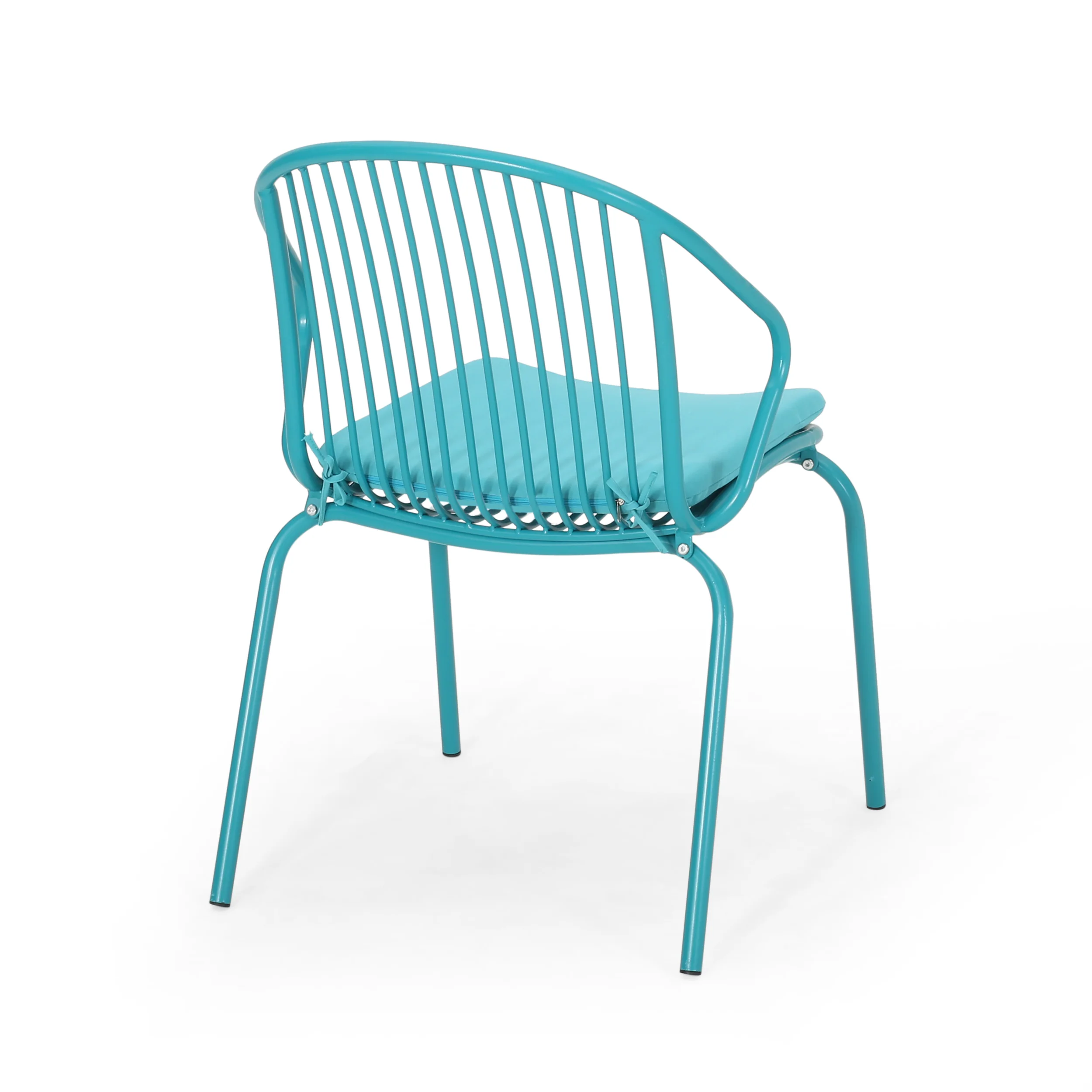 Emily Outdoor Modern Iron Club Chair with Cushion (Set of 2) - furnishings