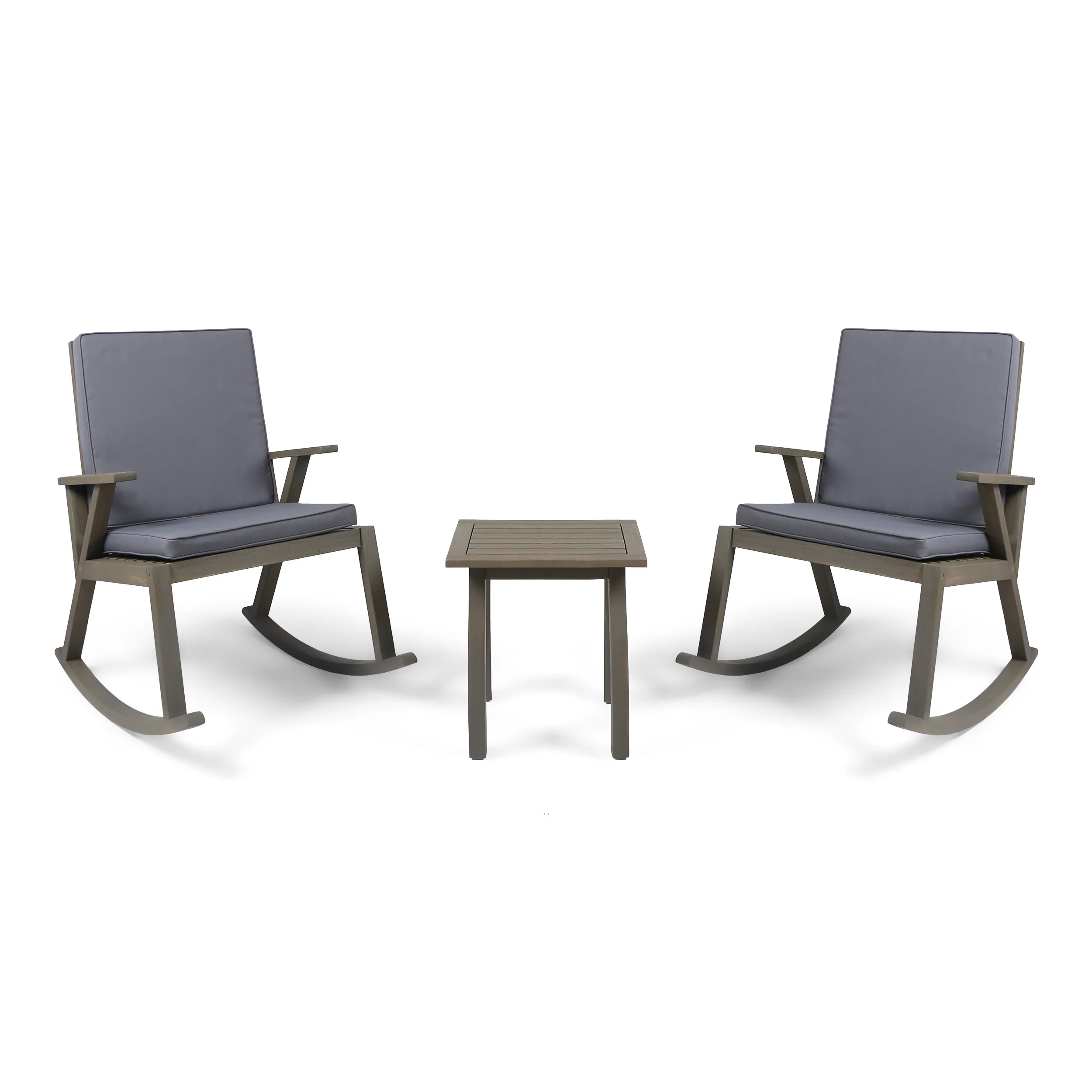 Zane Outdoor Acacia Wood Rocking Chair with Side Table - furnishings