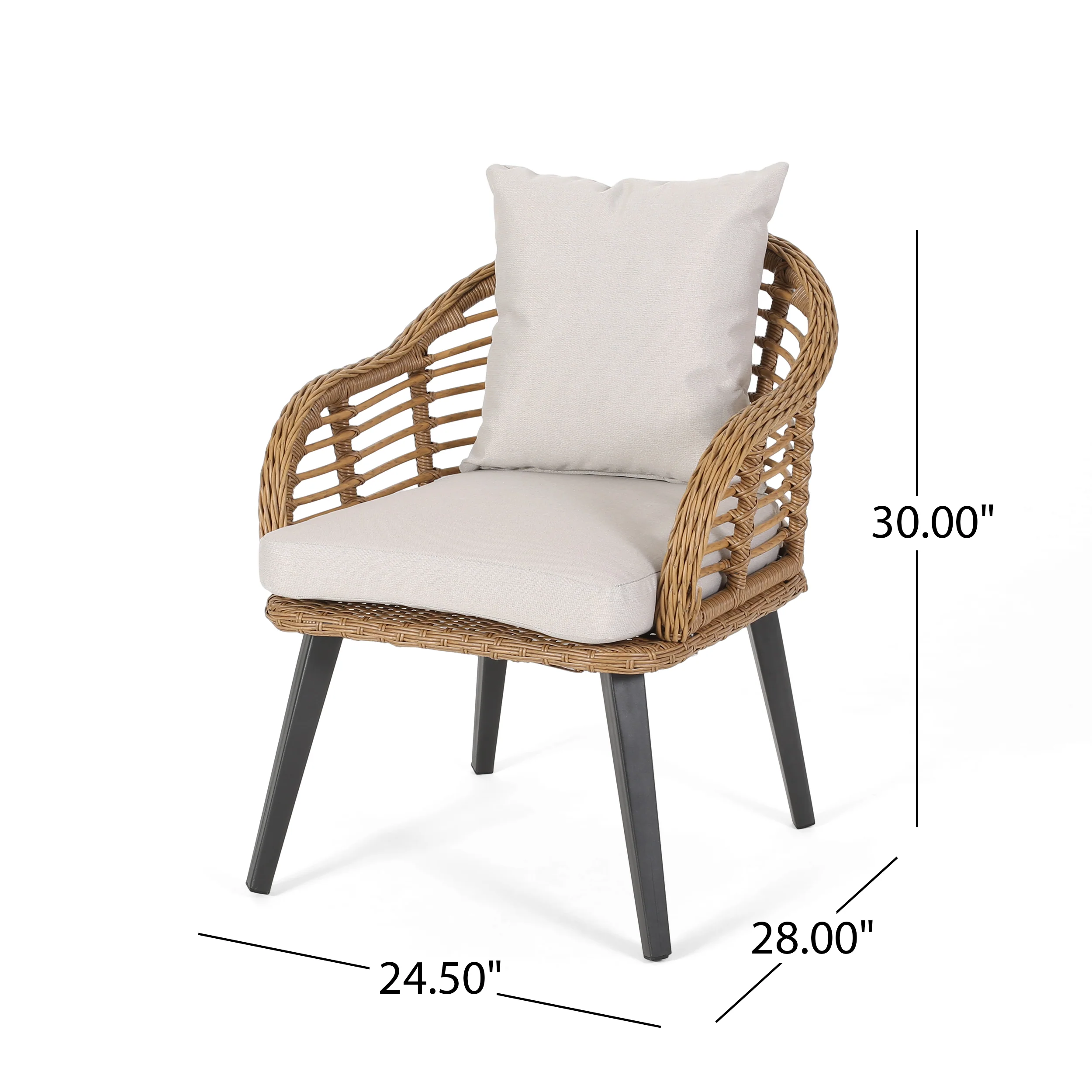 Evvy Outdoor Modern Boho 2 Seater Wicker Chat Set with Side Table - furnishings