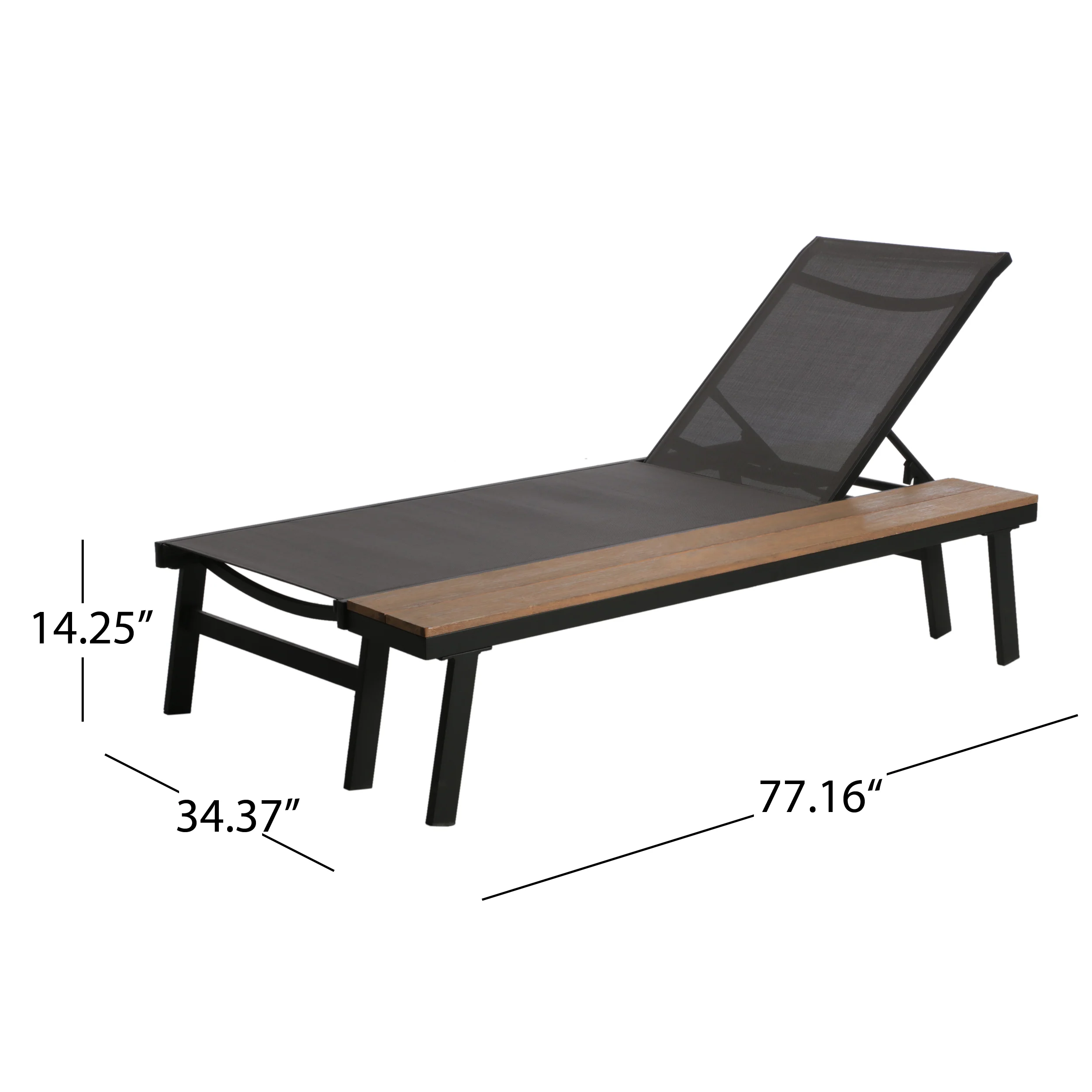 John Outdoor Mesh and Aluminum Chaise Lounge with Side Table - furnishings