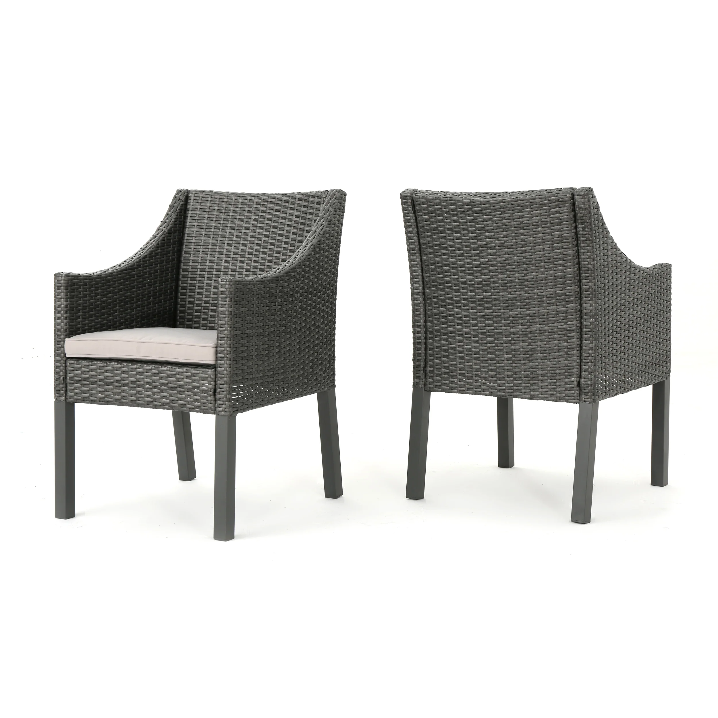 Antioch Outdoor Wicker Dining Chairs with Water Resistant Cushions (Set of 2) - furnishings