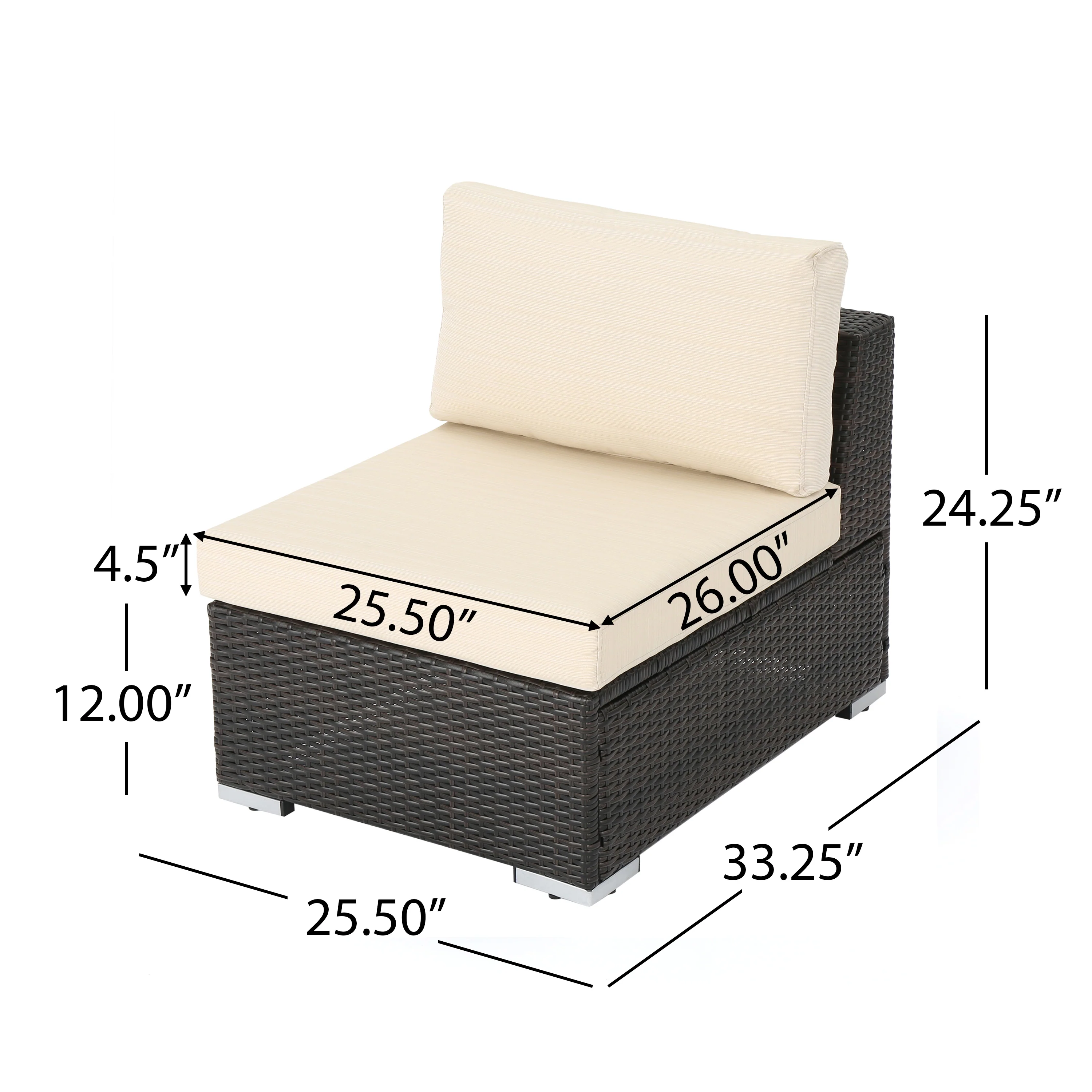 Francisco 7pc Outdoor Brown Wicker Seating Sectional Set w/ Cushions - furnishings