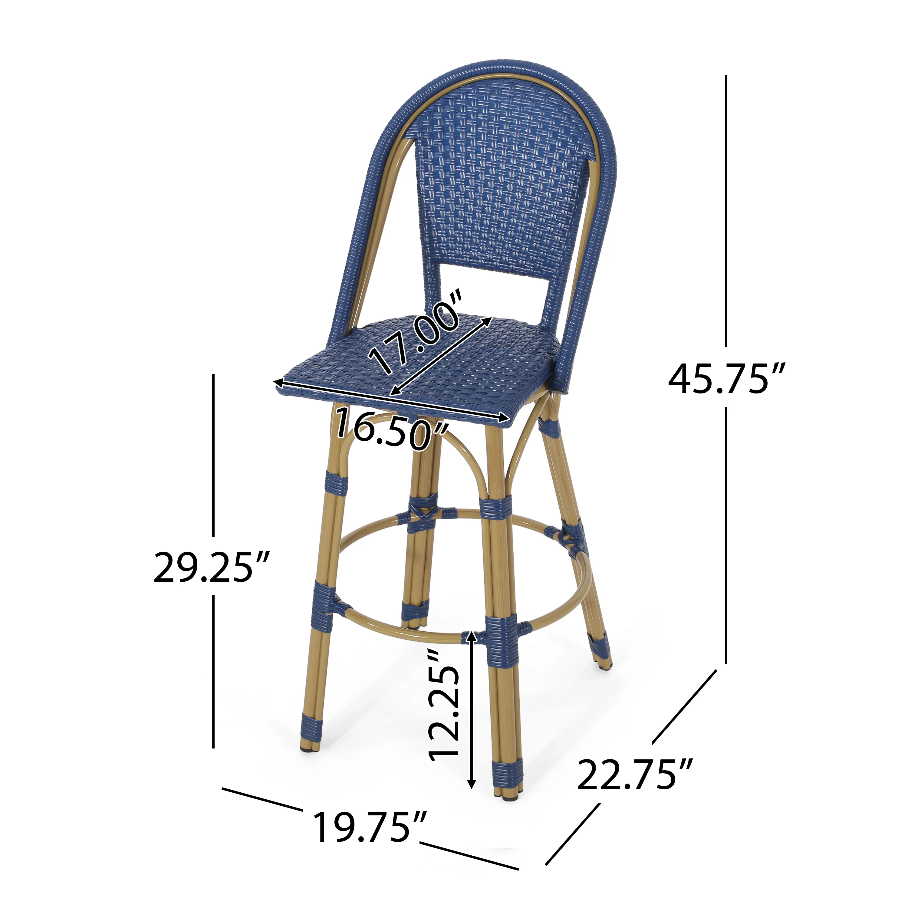 Cotterell Outdoor French Wicker and Aluminum 29.5 Inch Barstools, Set of 2 - furnishings