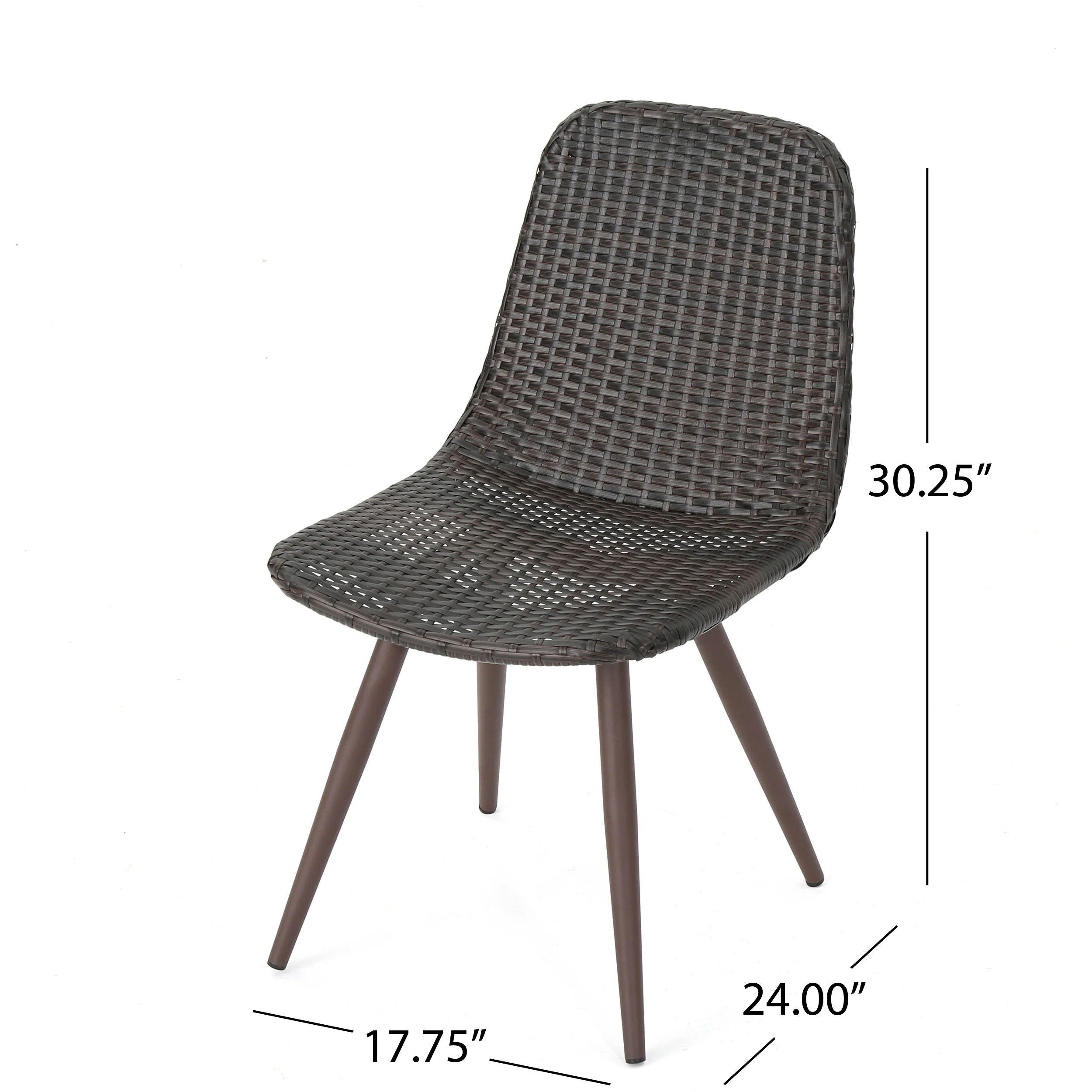 Gilda Outdoor Multibrown Wicker Dining Chairs with Dark Brown Powder Coated Legs - furnishings