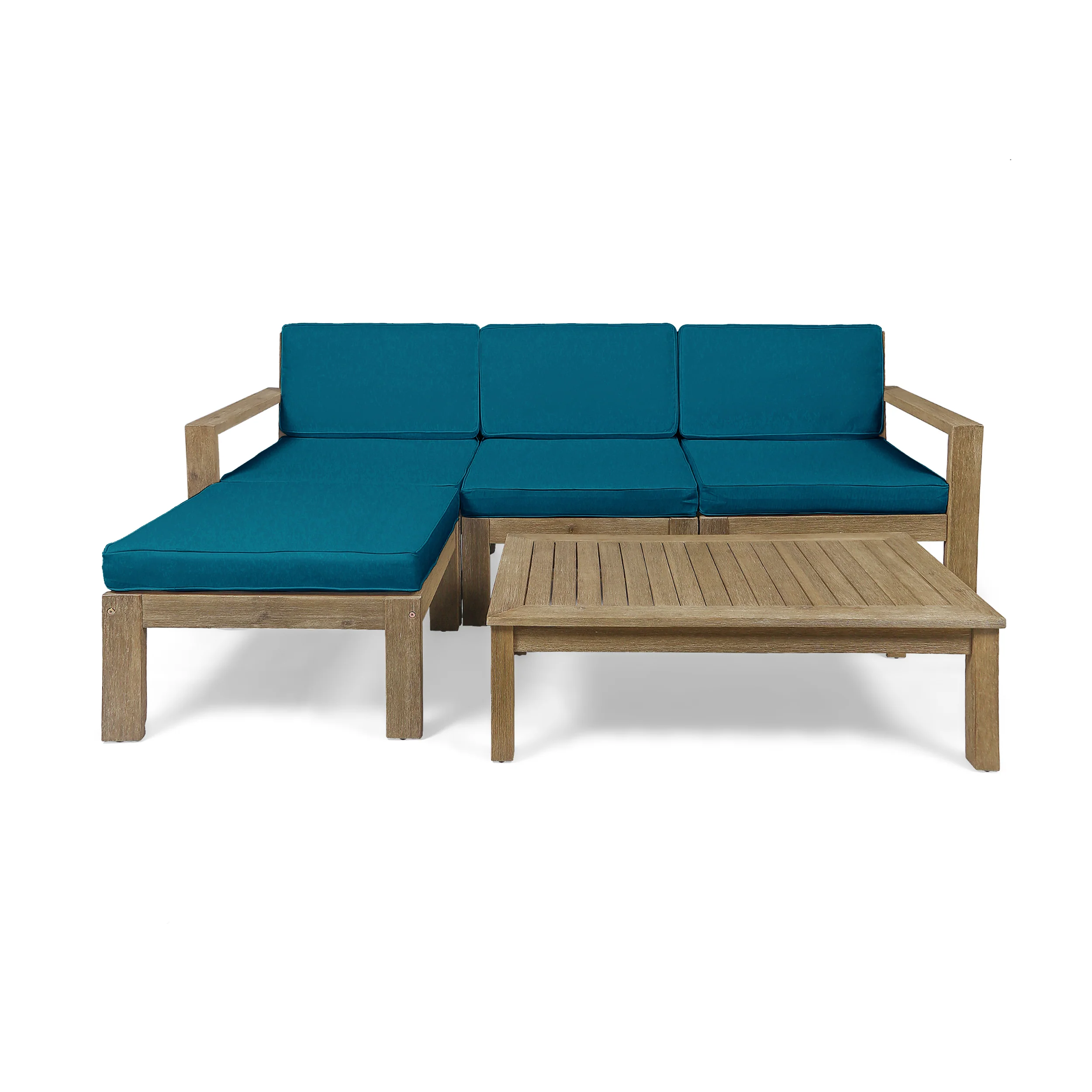 Makayla Ana Outdoor 3 Seater Acacia Wood Sofa Sectional with Cushions - furnishings