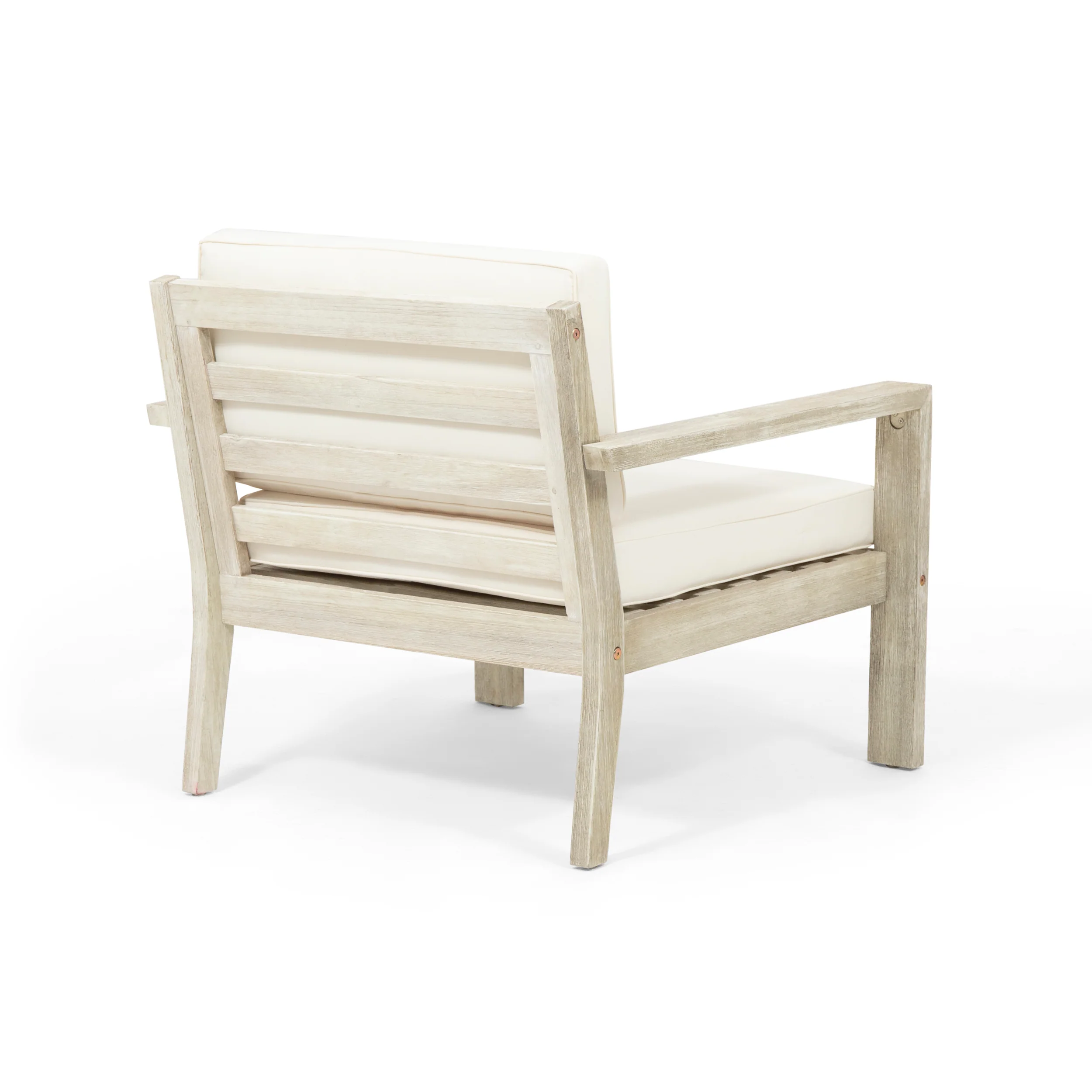 Ben Outdoor Acacia Wood Club Chairs with Cushions (Set of 2) - furnishings