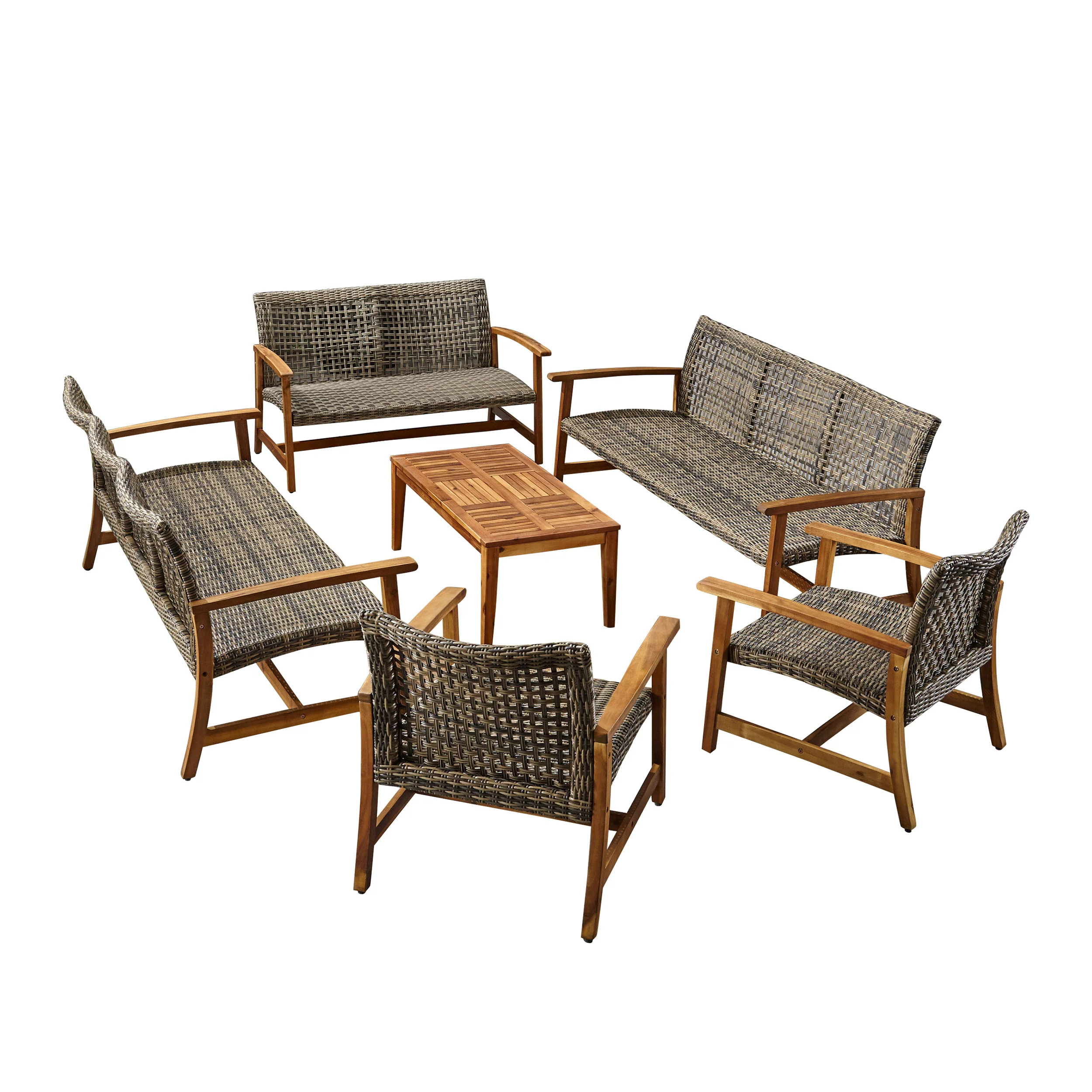 Alyssa Outdoor 6 Piece Sofa and Loveseat Chat Set - furnishings