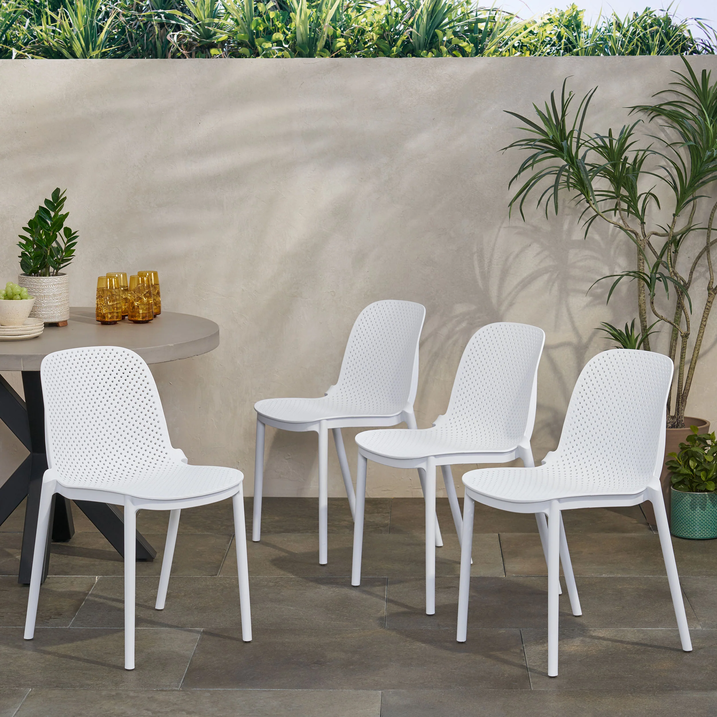 Edenton Outdoor Modern Stacking Dining Chair (Set of 4) - furnishings