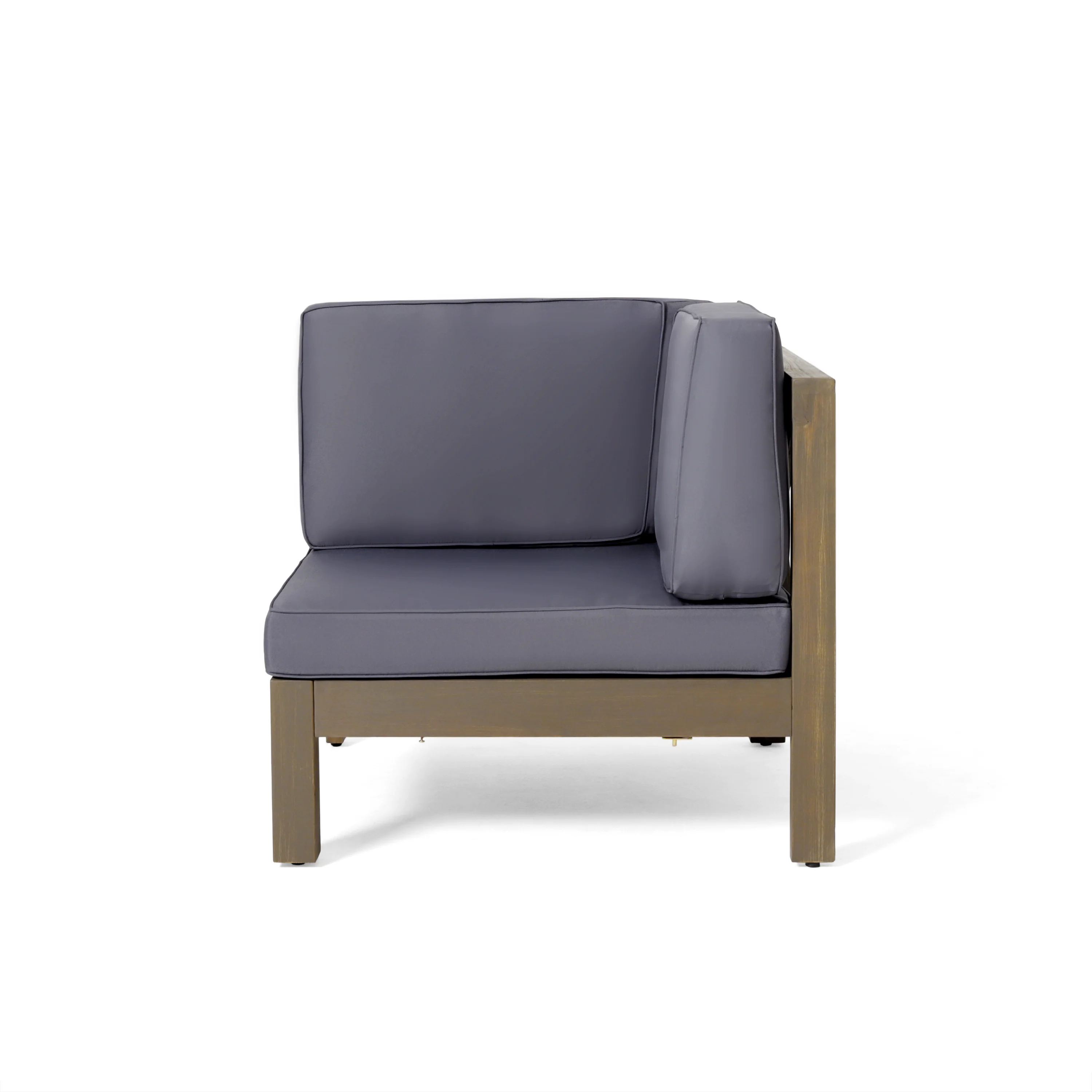 Keith Outdoor Acacia Wood 5 Seater Sectional Sofa Set with Water-Resistant Cushions - furnishings