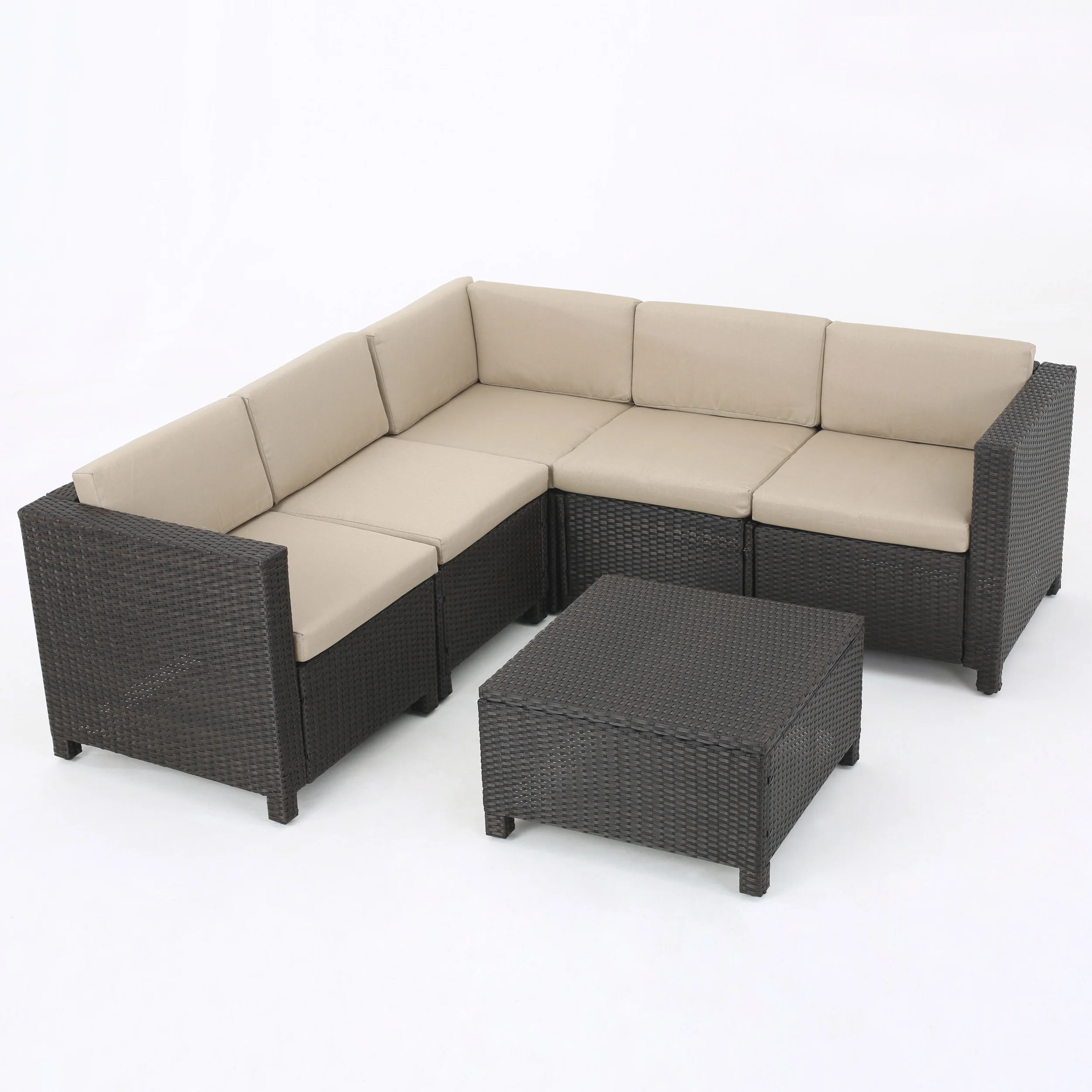 Valona Outdoor Wicker V Shaped Sectional Sofa Set - furnishings