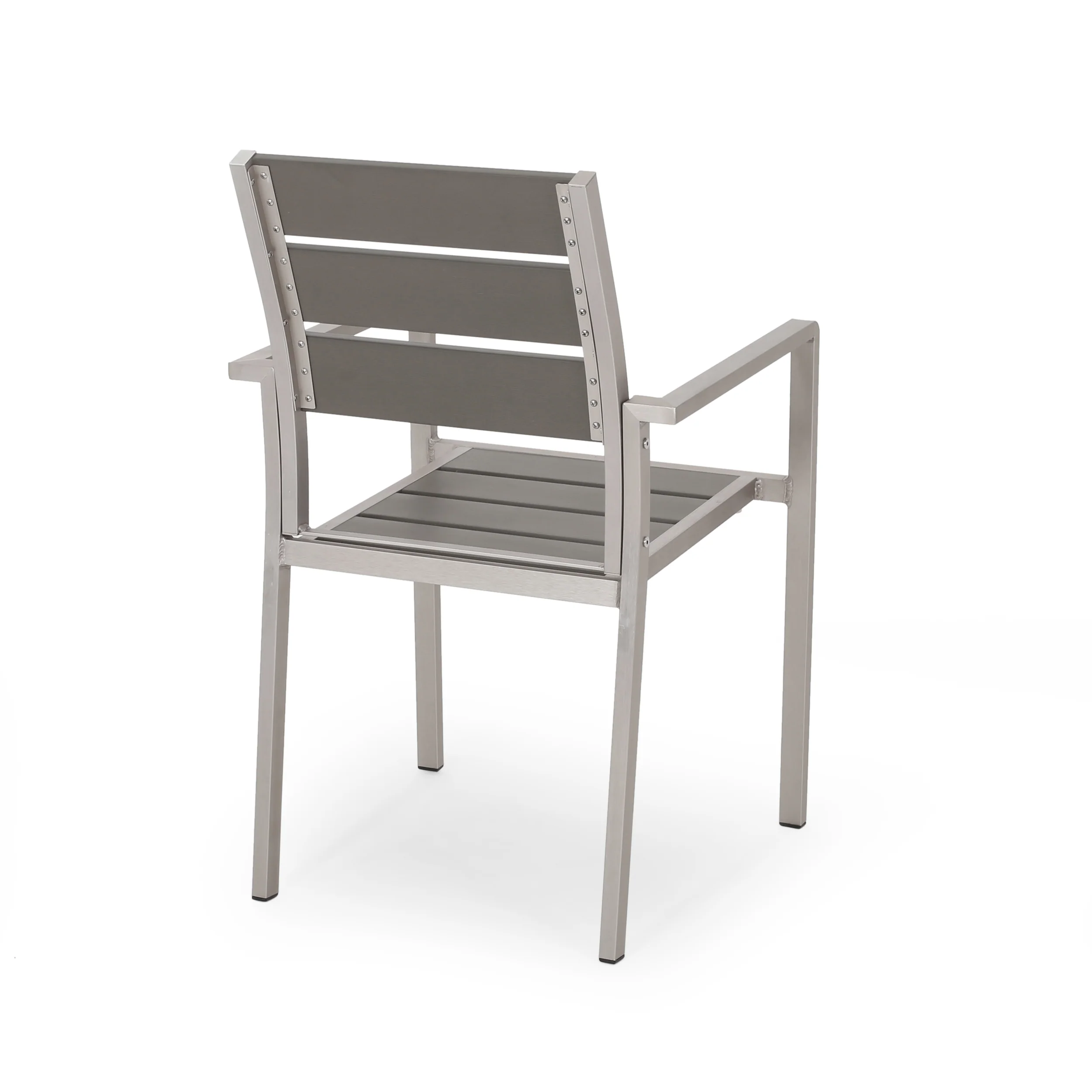 Cherie Outdoor Modern Aluminum Dining Chair with Faux Wood Seat (Set of 2) - furnishings