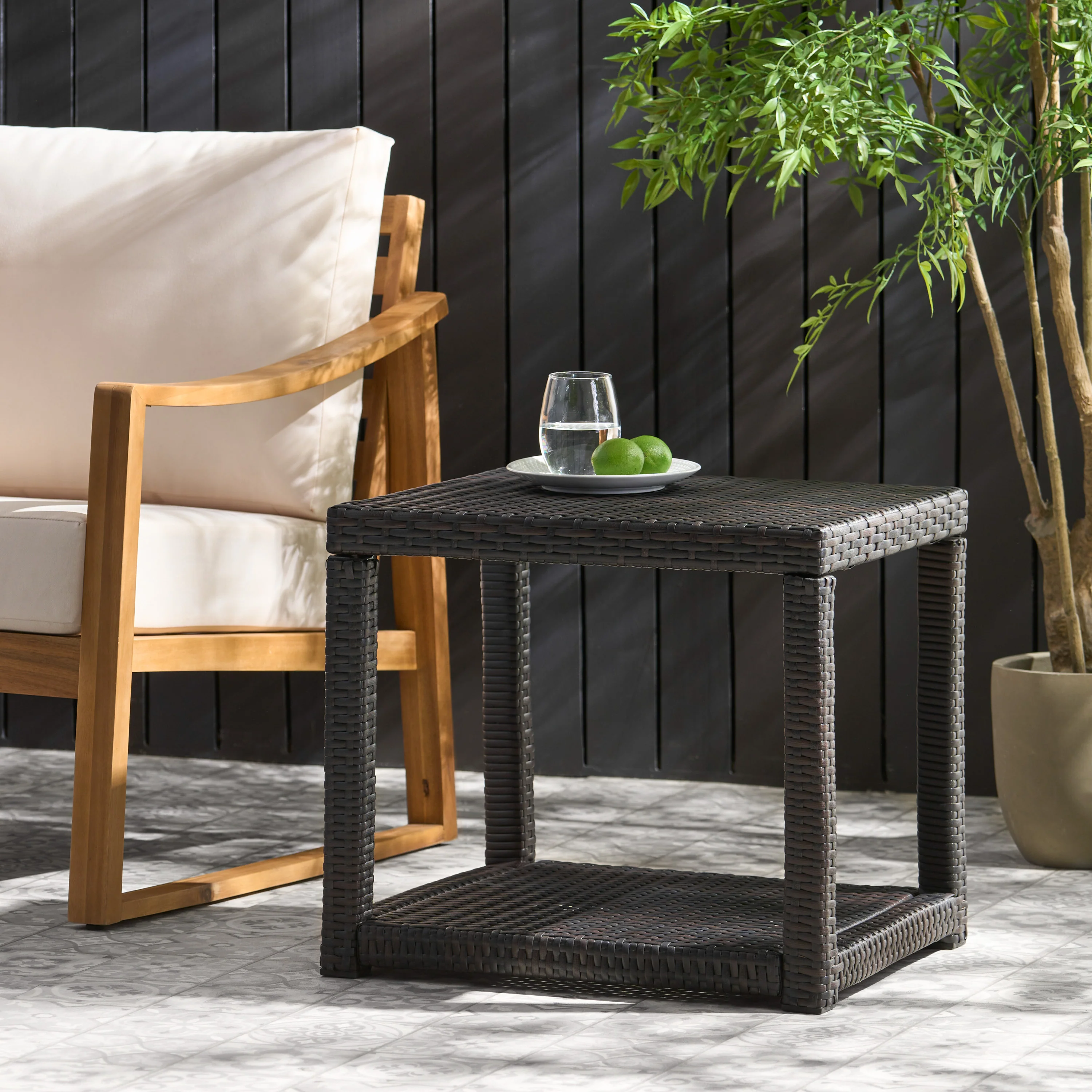 Palawan Outdoor Wicker Accent Table - furnishings