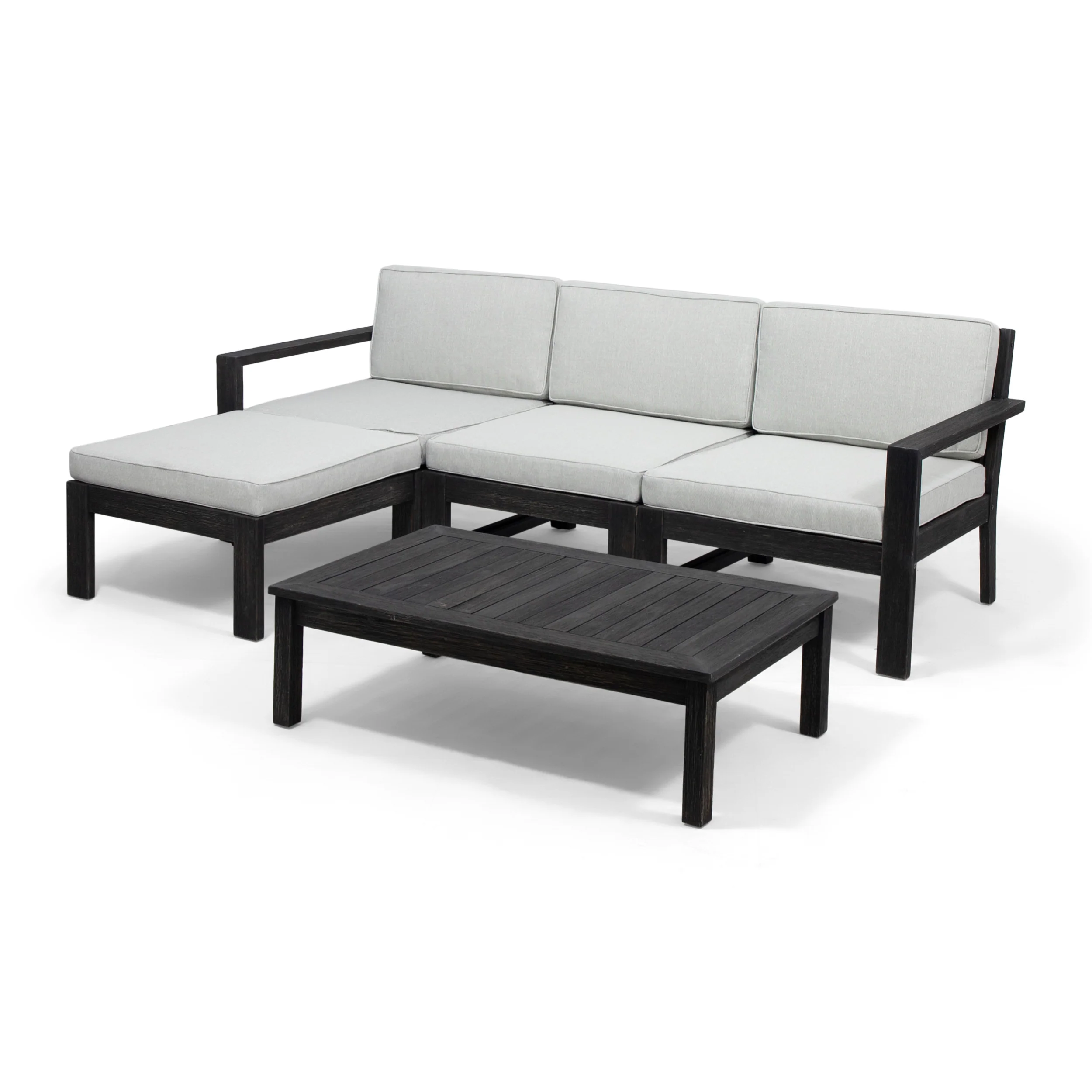 Makayla Ana Outdoor 3 Seater Acacia Wood Sofa Sectional with Cushions - furnishings
