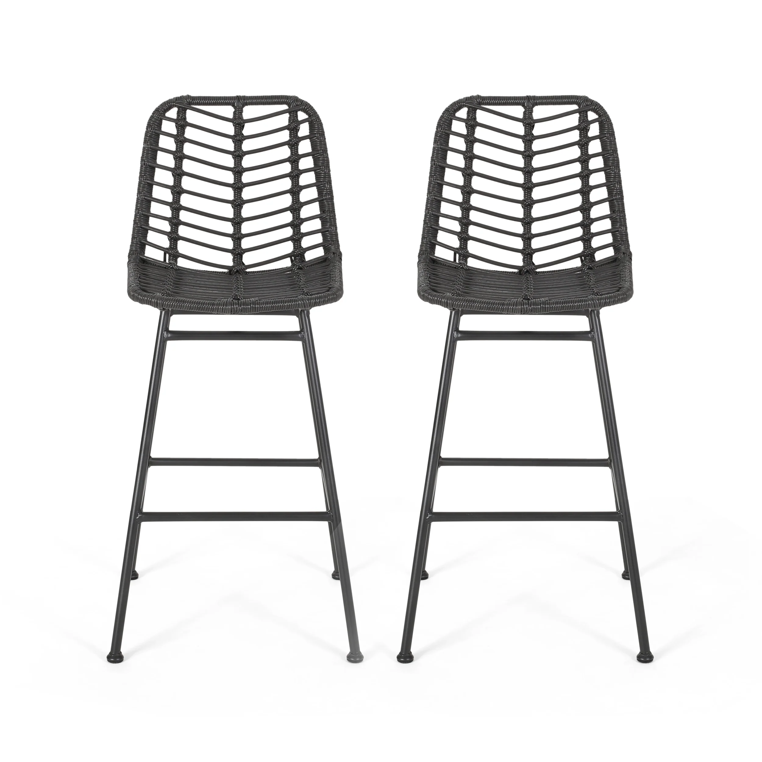 Jessie Outdoor Wicker Barstools (Set of 2) - furnishings