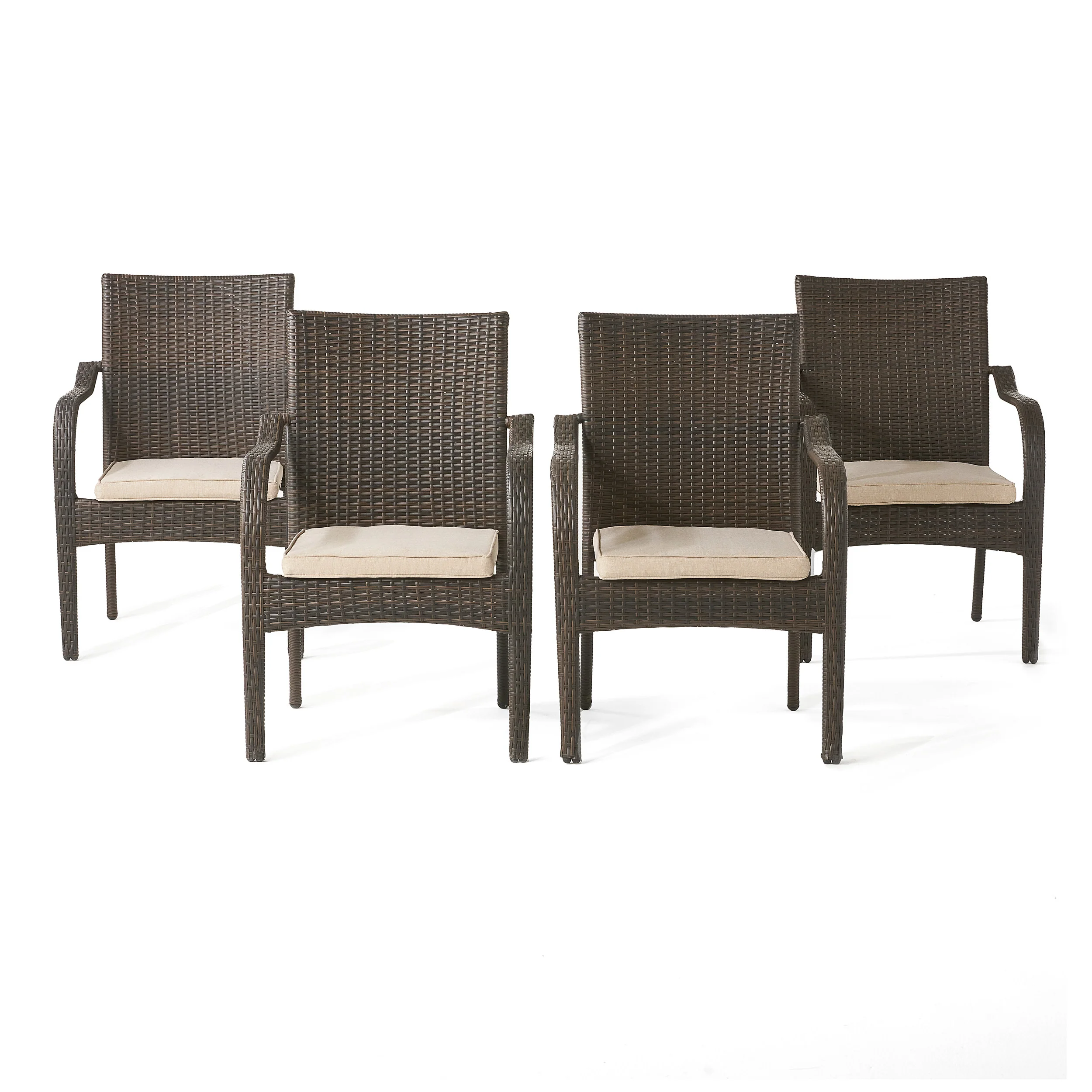 Florianopolis Brown Wicker Stacking Chairs (Set of 4) - furnishings