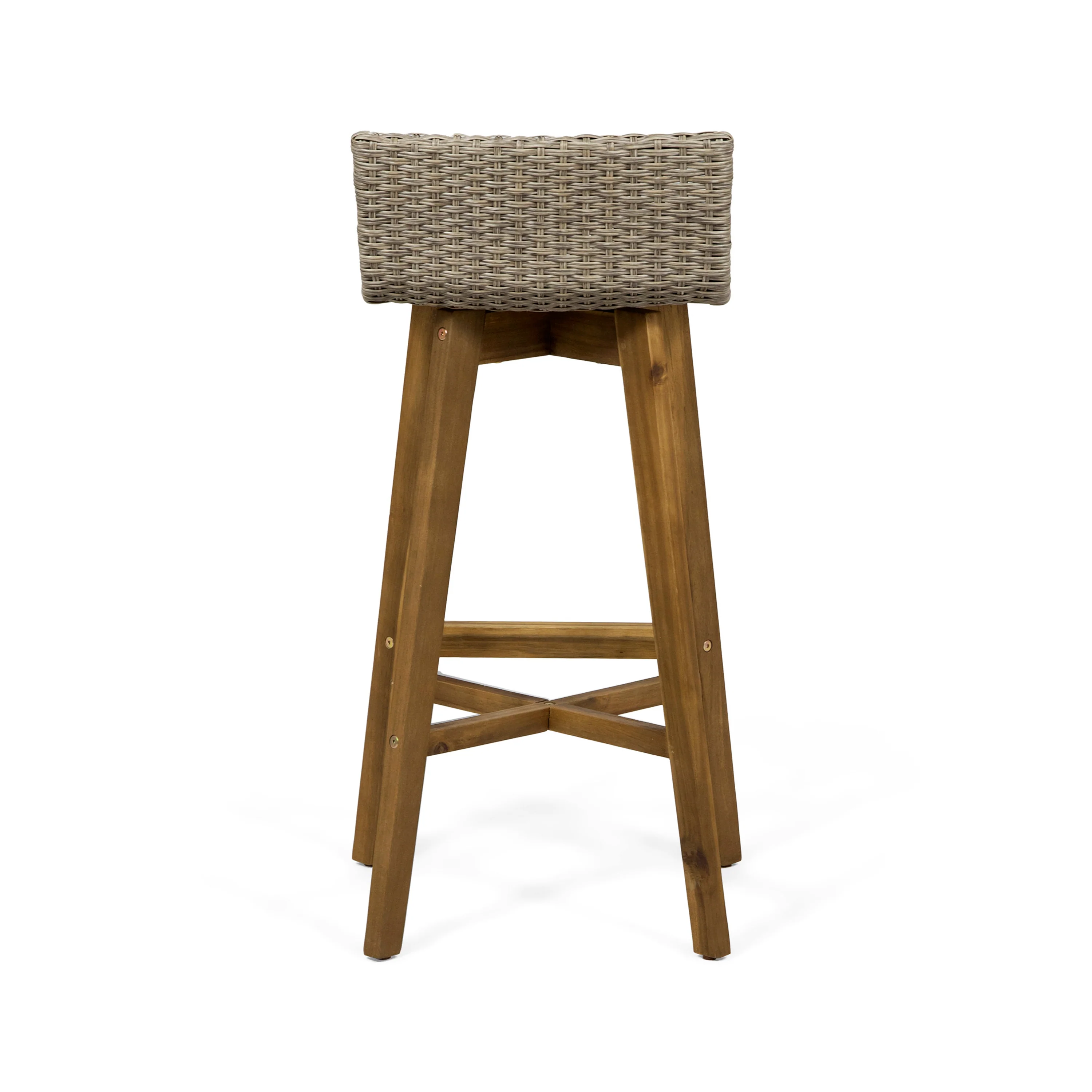 Bellagio Outdoor Acacia Wood & Wicker Barstools (Set of 2) - furnishings