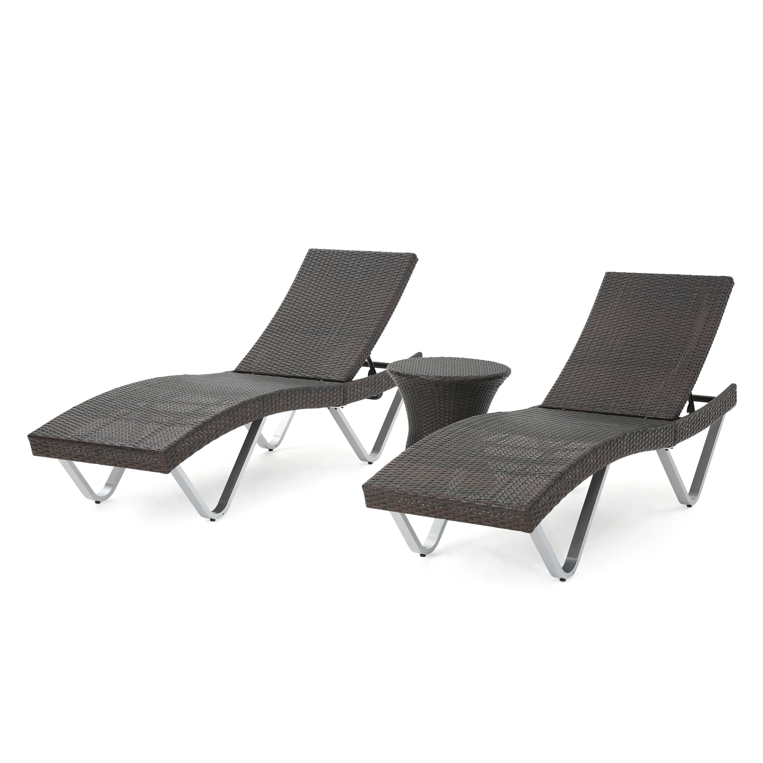 Worrin Multibrown 3pc Chaise Lounge Chair and Table - furnishings